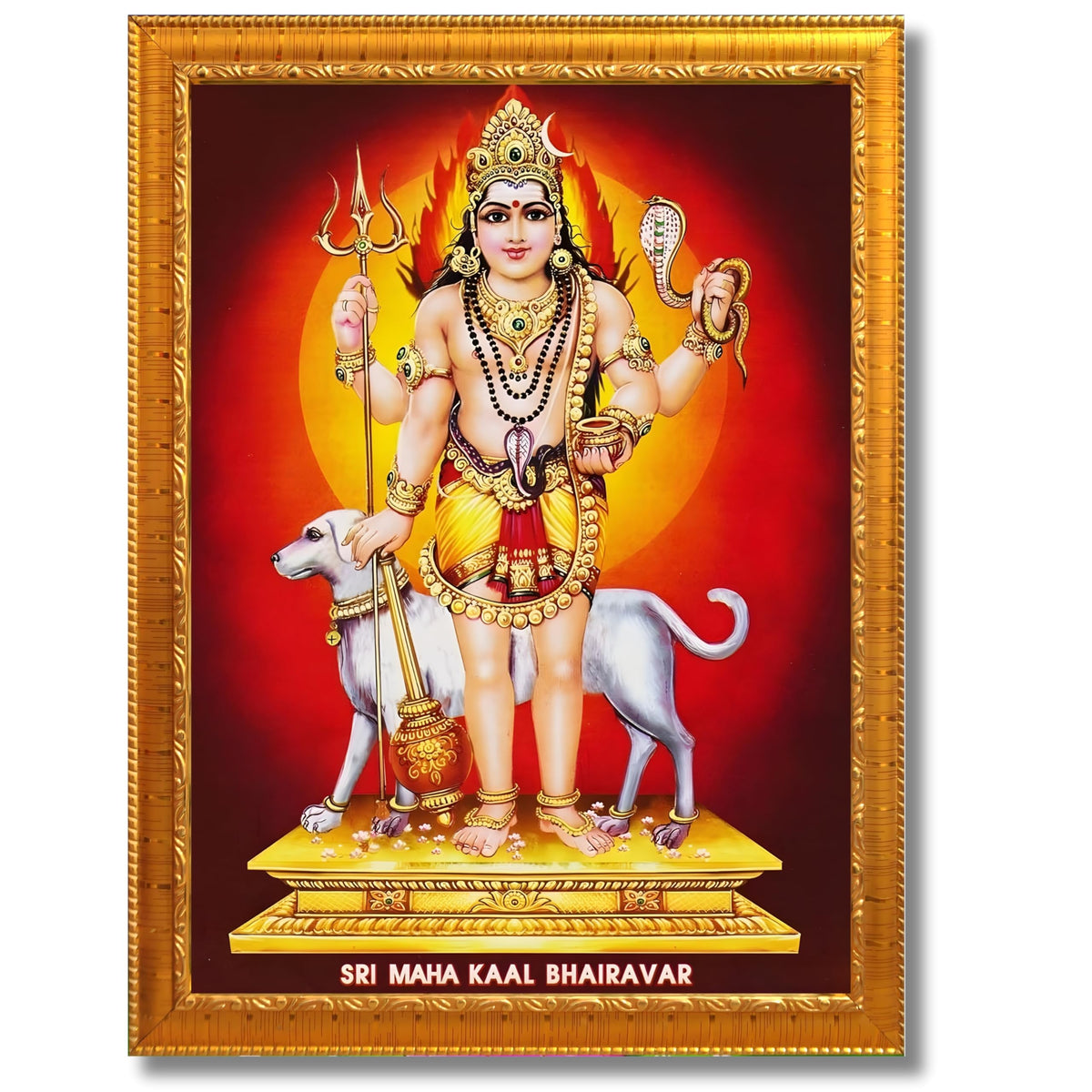 CRAFT QUEST Bhairava Kaal Bhairav Baba Bairava Photo Frame | Hindu God Spiritual Framed | Ideal for Home, Office, Temple & Puja Room, Wall Decor