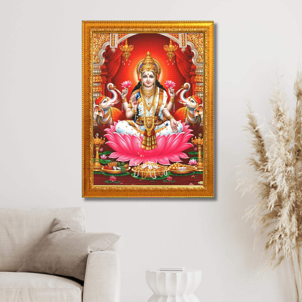 CRAFT QUEST Goddess Lakshmi Devi Dhana Vaibhav Laxmi Maa Wall Painting Frame Home Decor