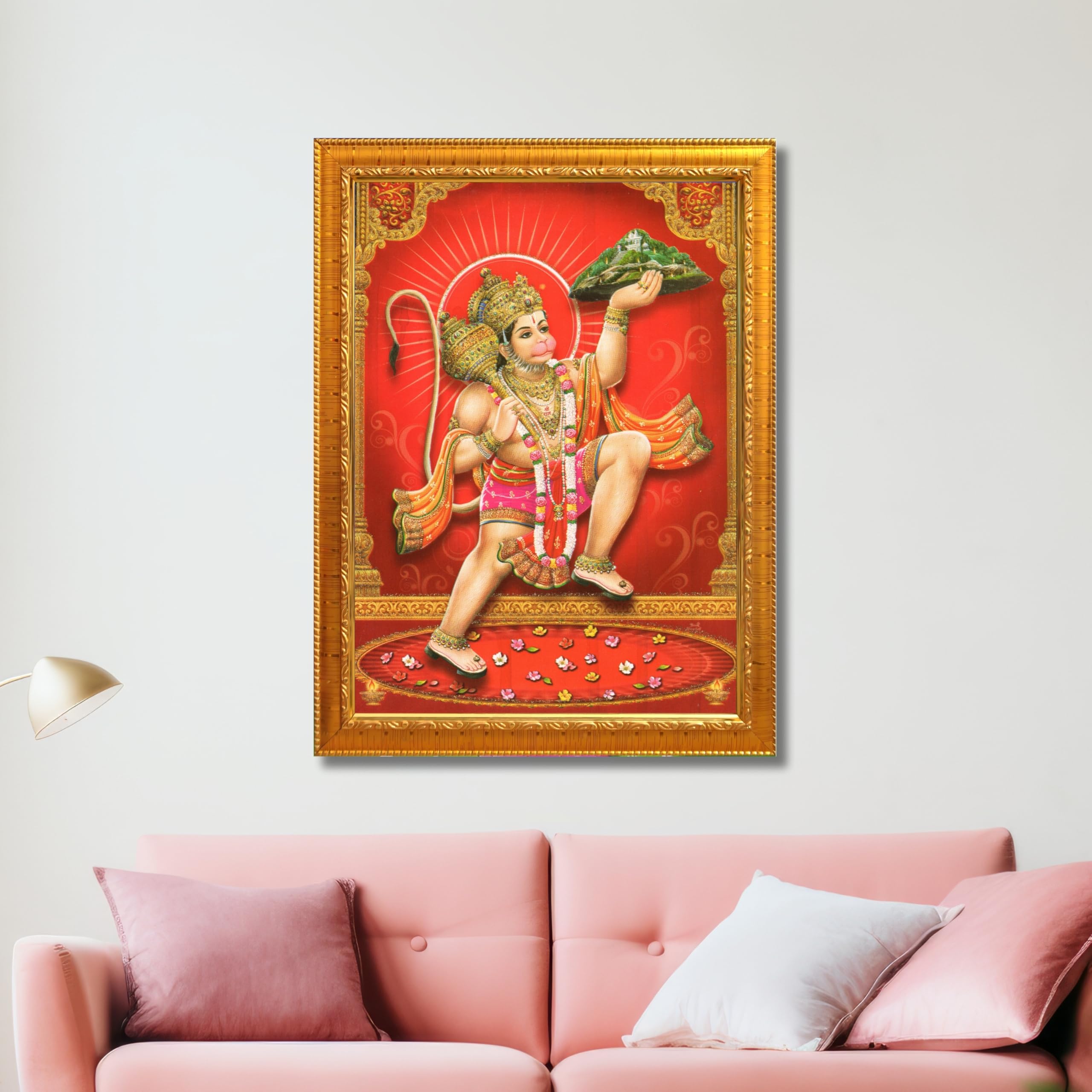 CRAFT QUEST Hanuman JI | Bajrangbali Religious Photo frame Decorative Item Synthetic frame
