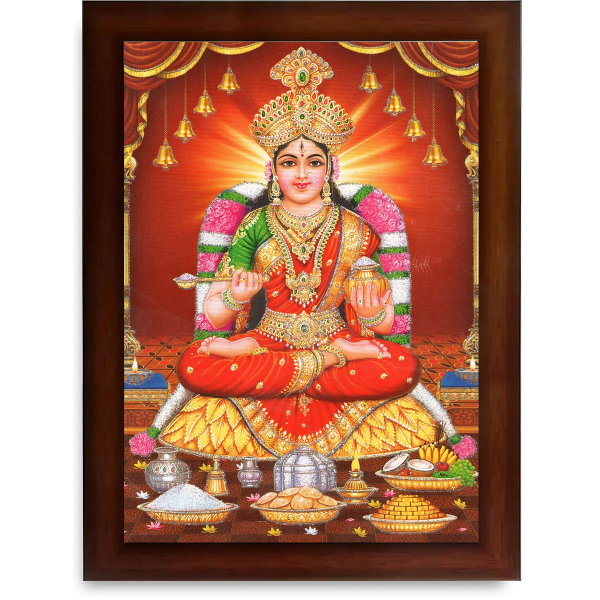 CRAFT QUEST Mata Annapurna Devi Photo for Kitchen Maa Wall Painting Framed Home Décor