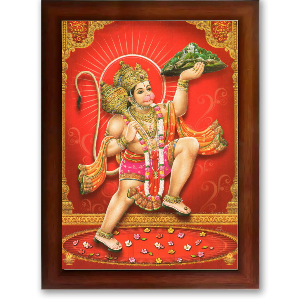 CRAFT QUEST Hanuman JI | Bajrangbali Religious Photo frame Decorative Item Synthetic frame