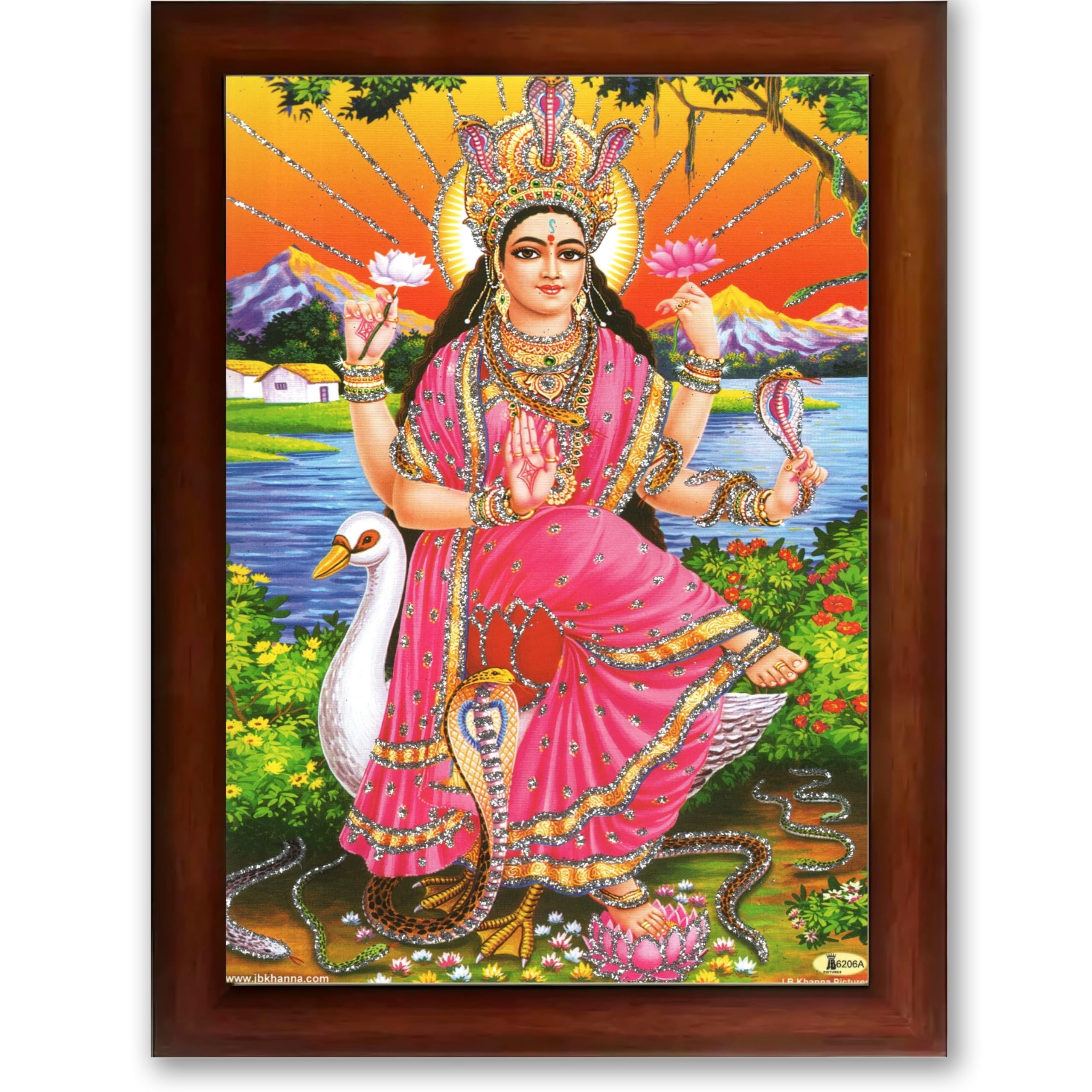 CRAFT QUEST Maa Mansa/Maa Mansani/Maa Nag Devi Photo Frame Wall Painting Home Decor wooden framed