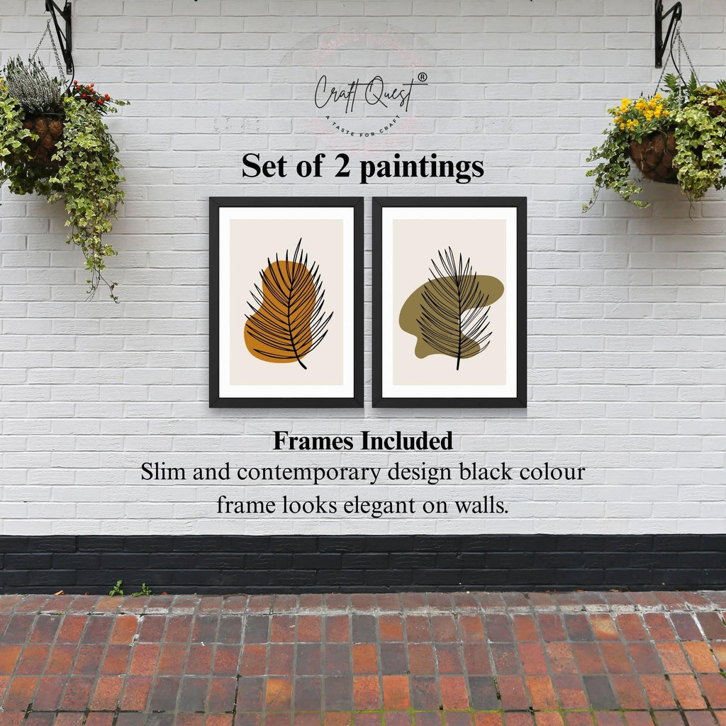 CRAFT QUEST 2 Piece Set of Floral Wall Art poster Frame Painting for Wall Decoration With Acrylic Glass, living room, Home, Office, Restraunt