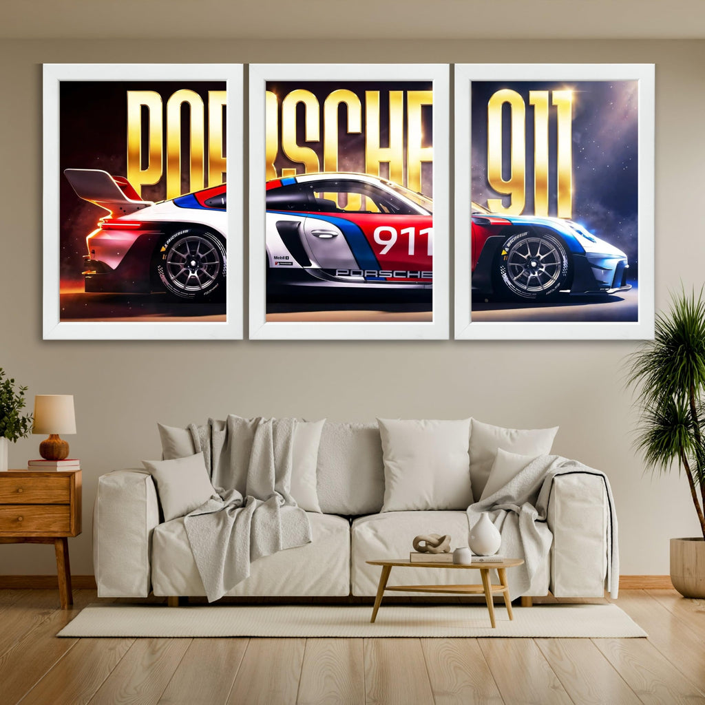VENUXE ARTS Set Of 3 Big Sports Cars Framed Posters Gift Items for Boys Room Wall Decoration Bedroom Living Room Office Studio Décor | Car Poster Frame for Wall Décor