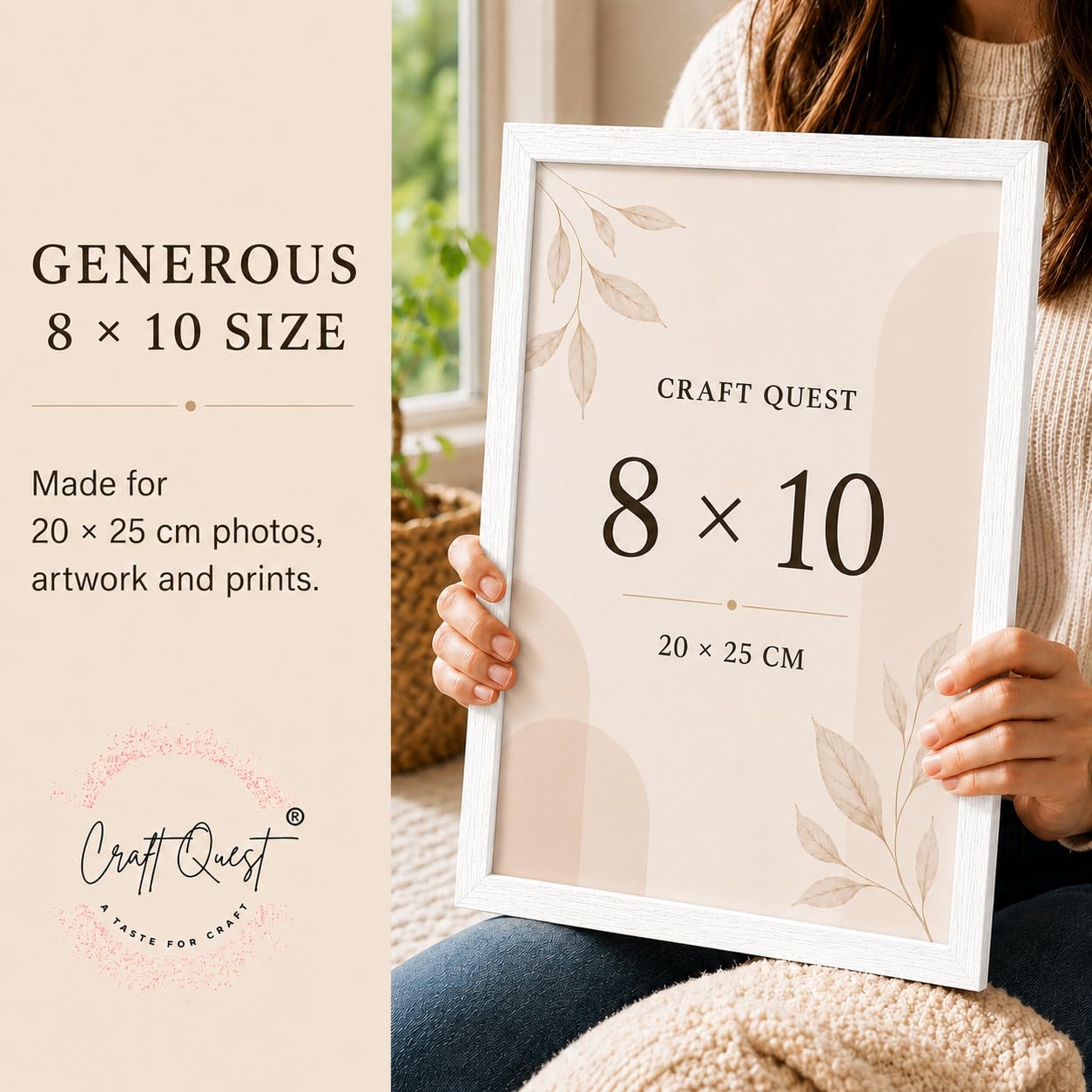 CRAFT QUEST 4X6 Inch Size synthetic Wall Mount Photo frames Single For Home Decoration, Living Room, Office Decoration (Natural, Set of 1)