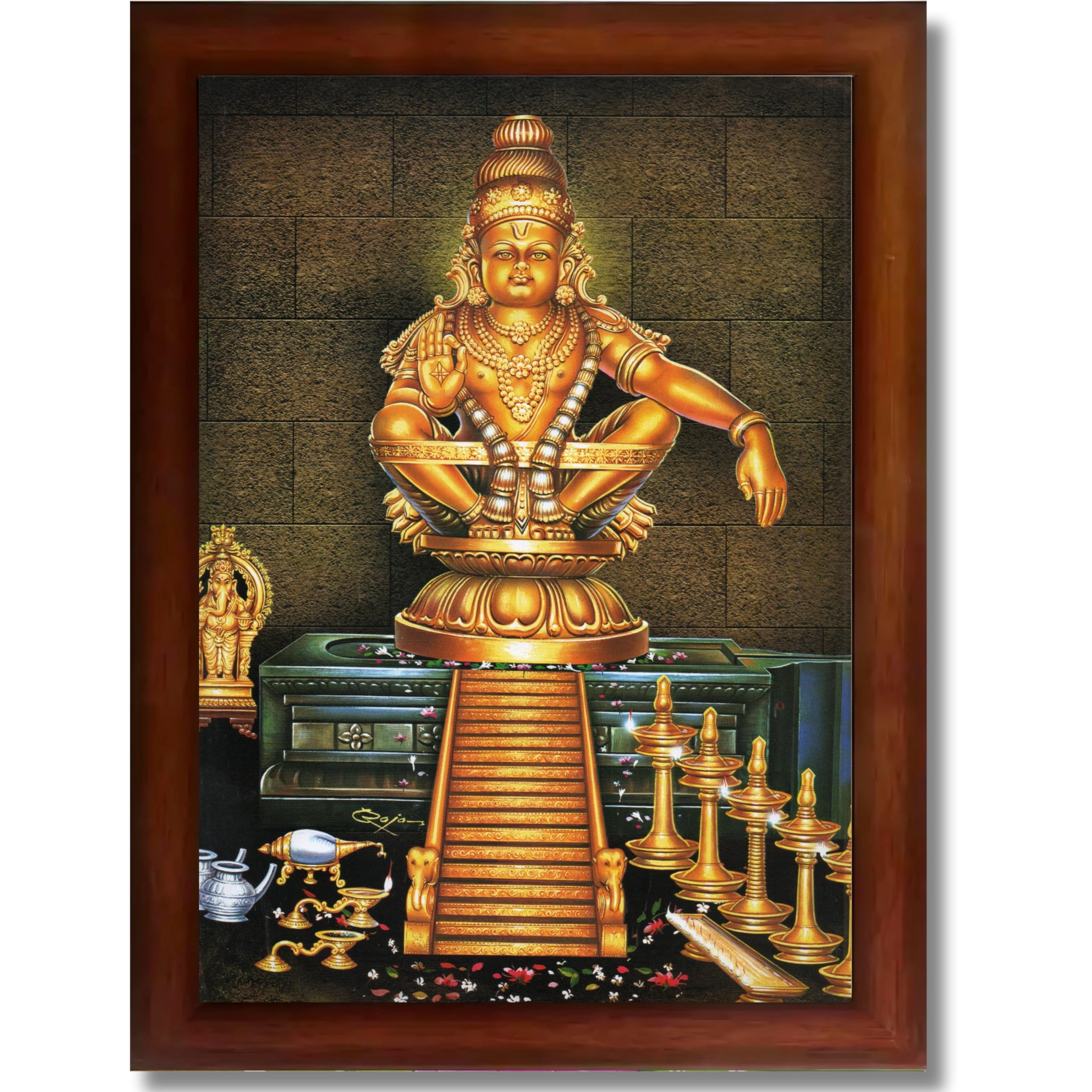 CRAFT QUEST Lord Ayyappa Swamy Ayyappan Iyyappan Photo Frame For Wall Painting,Temple, Pooja, Home Décor Items