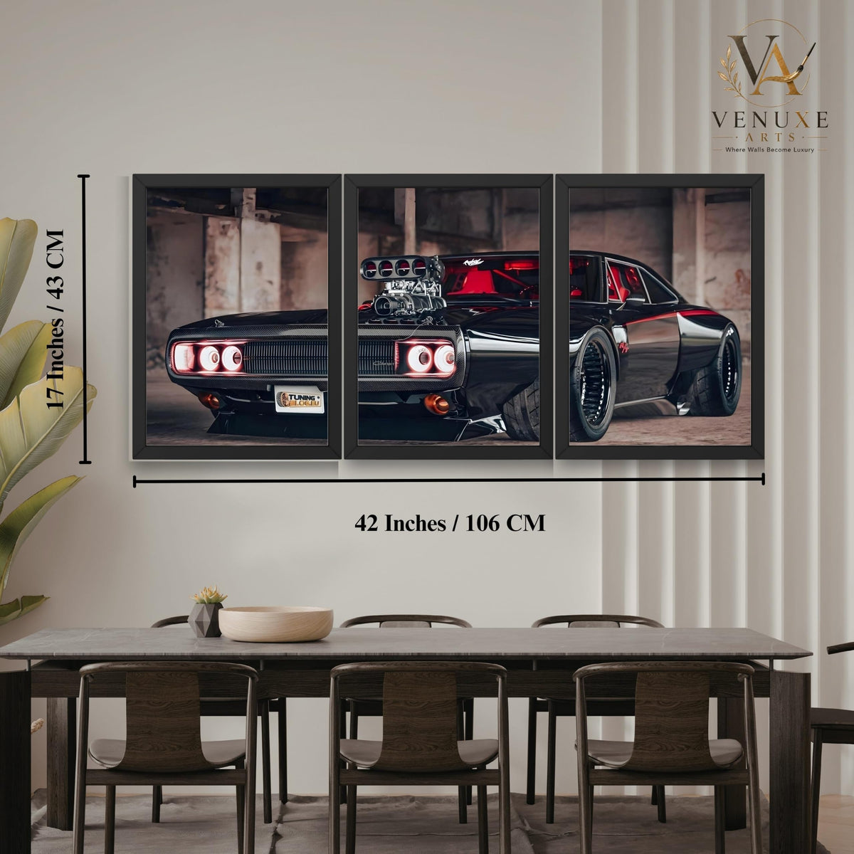 VENUXE ARTS Set Of 3 Big Sports Cars Framed Posters Gift Items for Boys Room Wall Decoration Bedroom Living Room Office Studio Décor | Car Poster Frame for Wall Décor