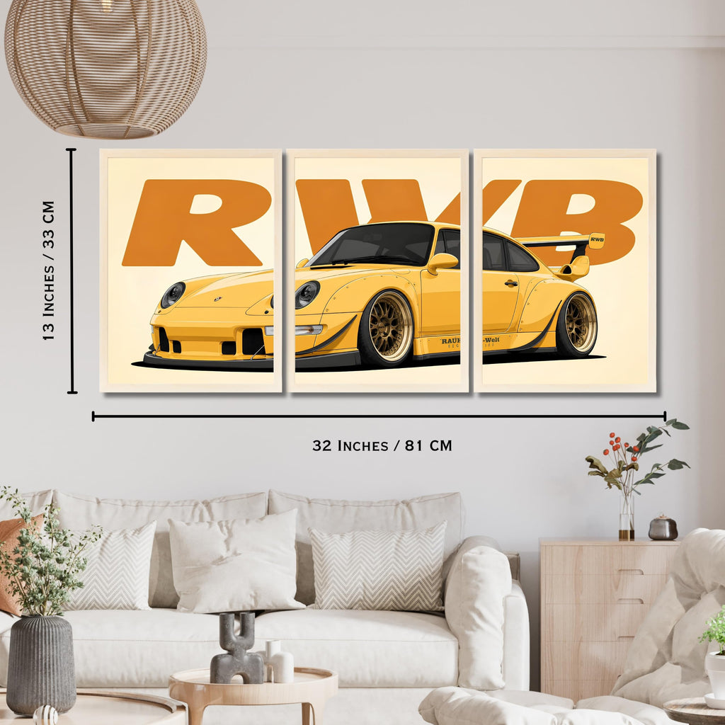 VENUXE ARTS Set Of 3 Big Sports Cars Framed Posters Gift Items for Boys Room Wall Decoration Bedroom Living Room Office Studio Décor | Car Poster Frame for Wall Décor