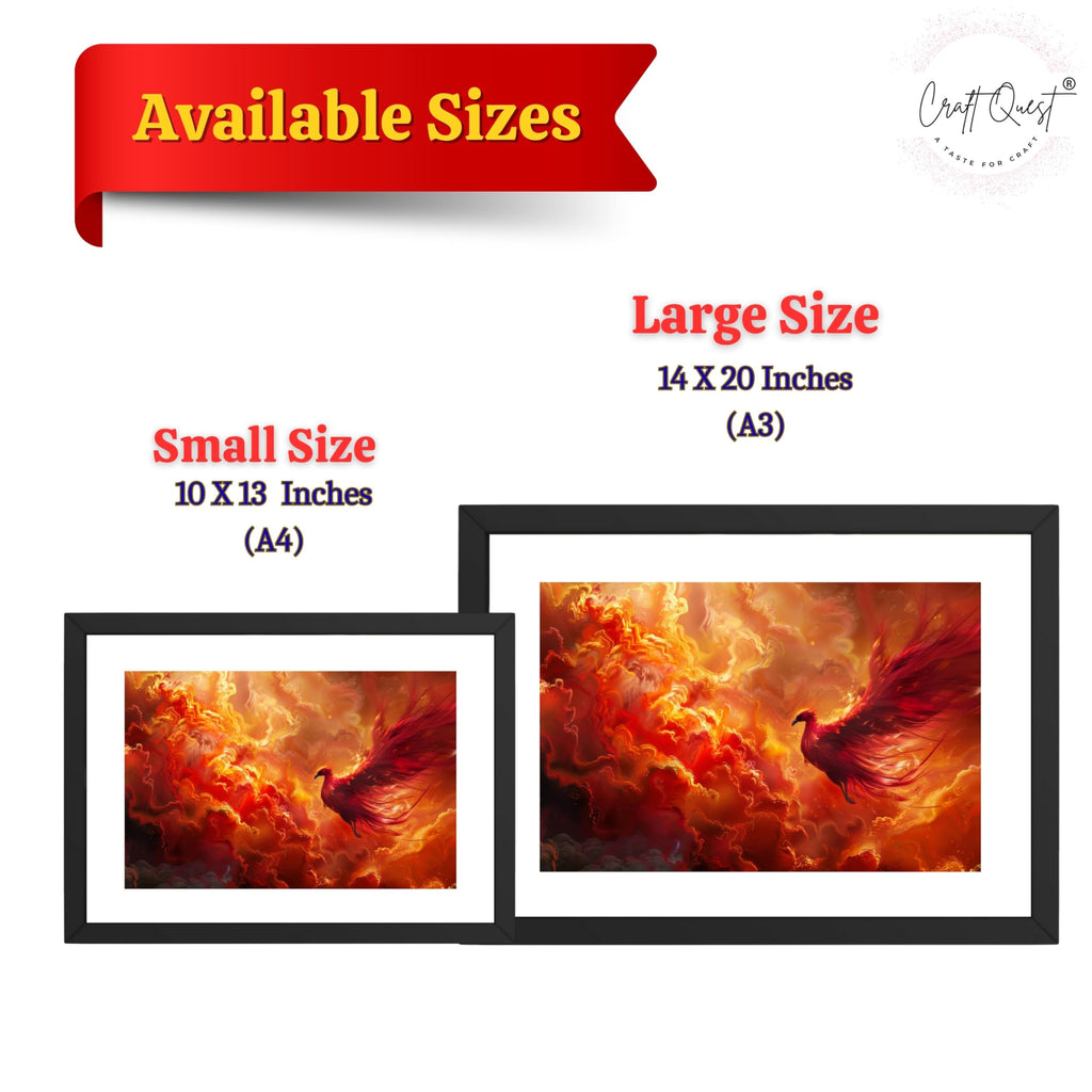 CRAFT QUEST Phoenix Bird Painting – Rising Phoenix Vastu Wall Art – Wall Decoration – Positive Energy Painting for Success, Growth & Spiritual Inspiration