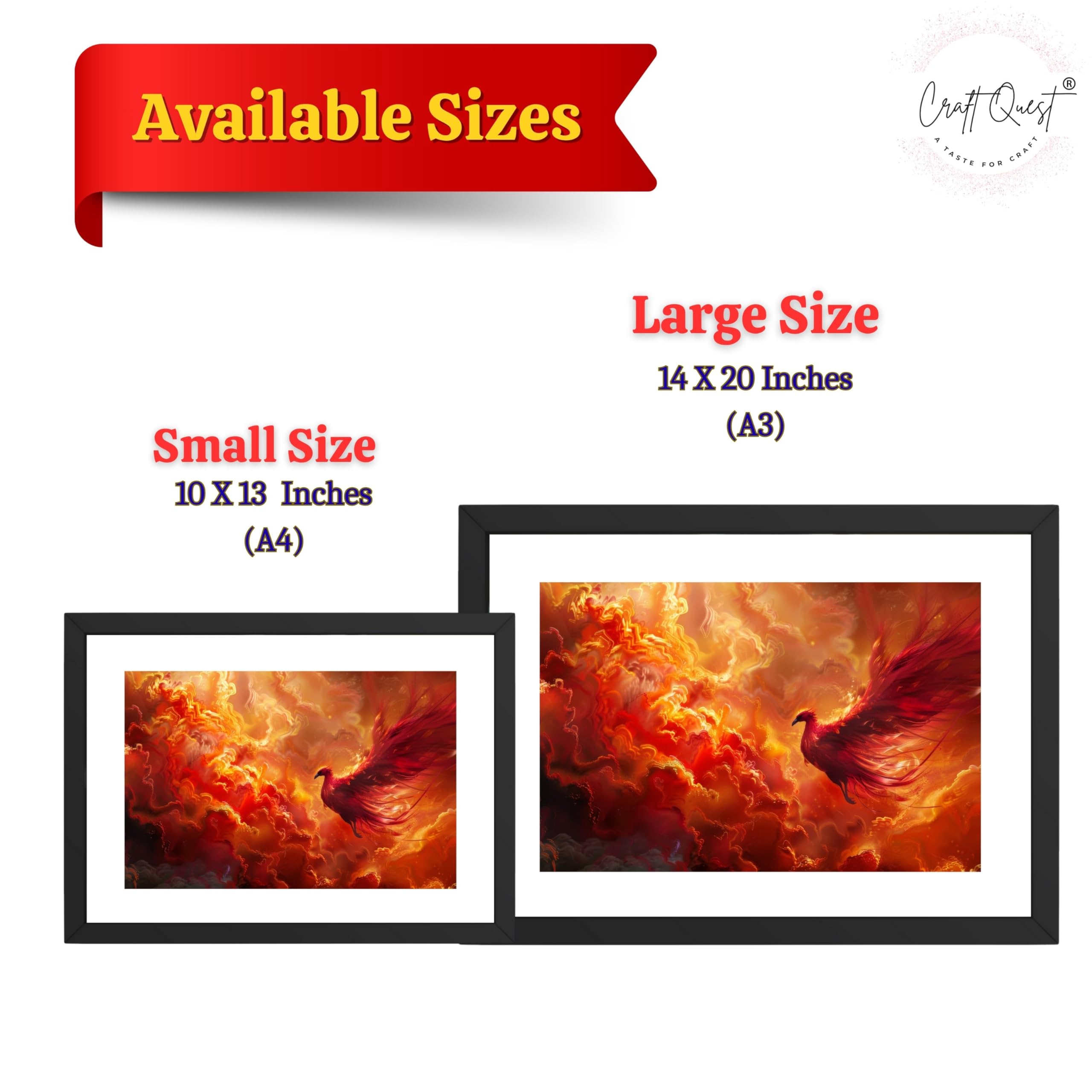 CRAFT QUEST Phoenix Bird Painting – Rising Phoenix Vastu Wall Art – Wall Decoration – Positive Energy Painting for Success, Growth & Spiritual Inspiration