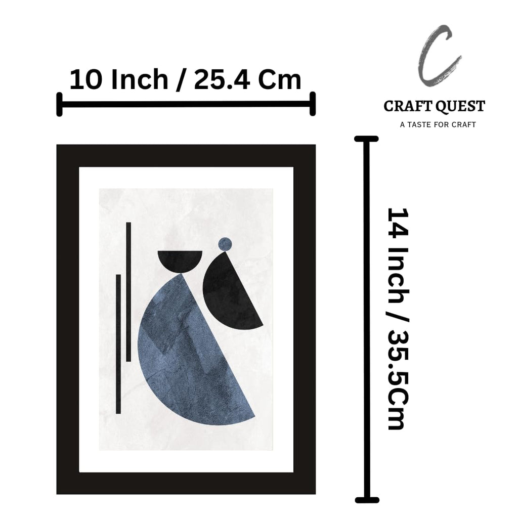 CRAFT QUEST Abstract Geometric Modern Art Poster Frame for Home & Office Wall Decoration - Portrait, Wall Display (Black, 10 X 14 Inch Frame with Art Print)