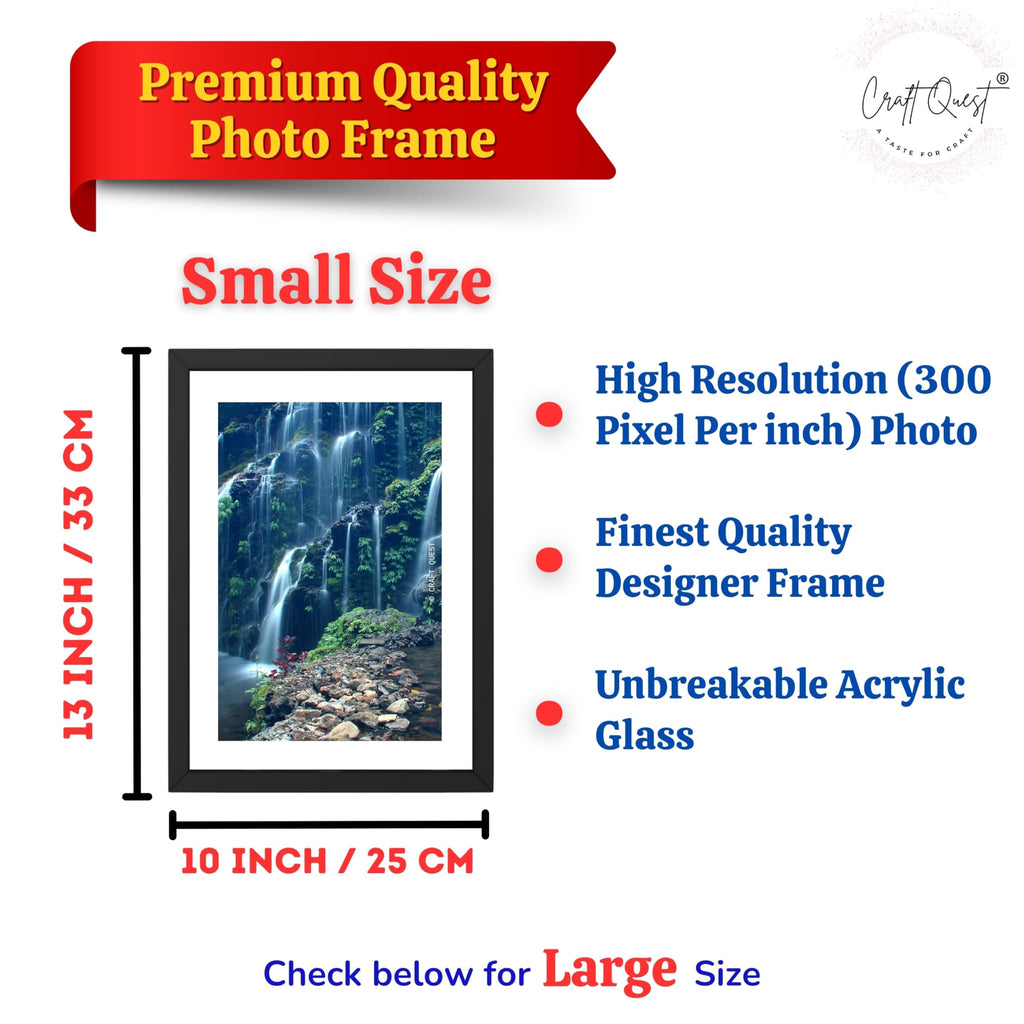 CRAFT QUEST Vastu Waterfall Landscape Scenery Photo Frame With Acrylic Sheet | Living Room, Bedroom | Home Decoration | Best Gifting Option