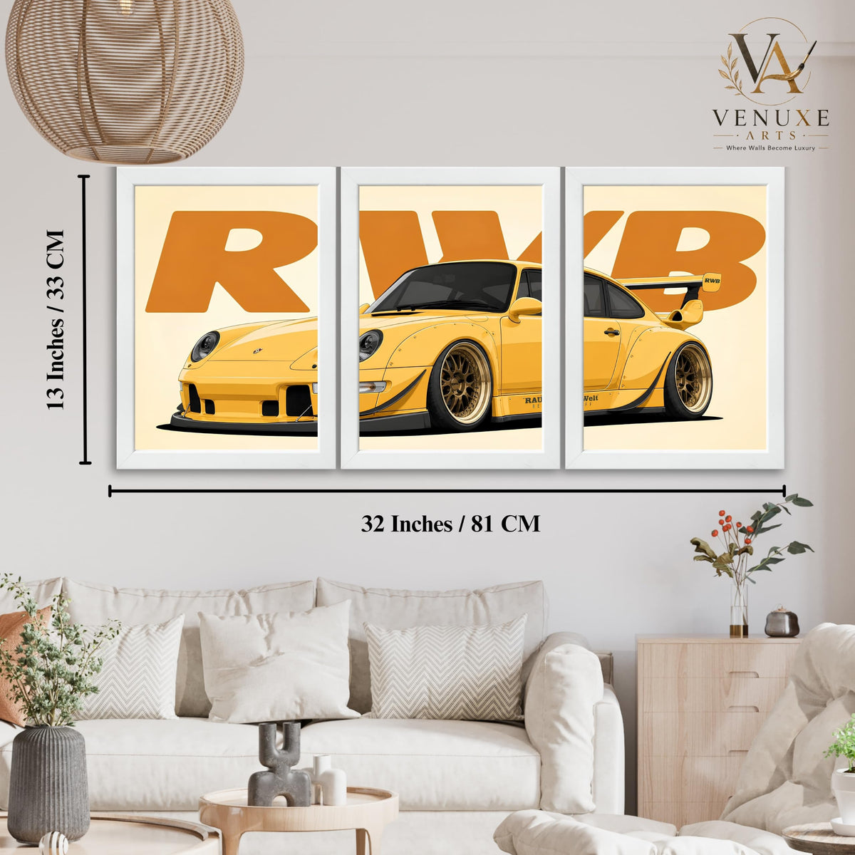 VENUXE ARTS Set Of 3 Big Sports Cars Framed Posters Gift Items for Boys Room Wall Decoration Bedroom Living Room Office Studio Décor | Car Poster Frame for Wall Décor