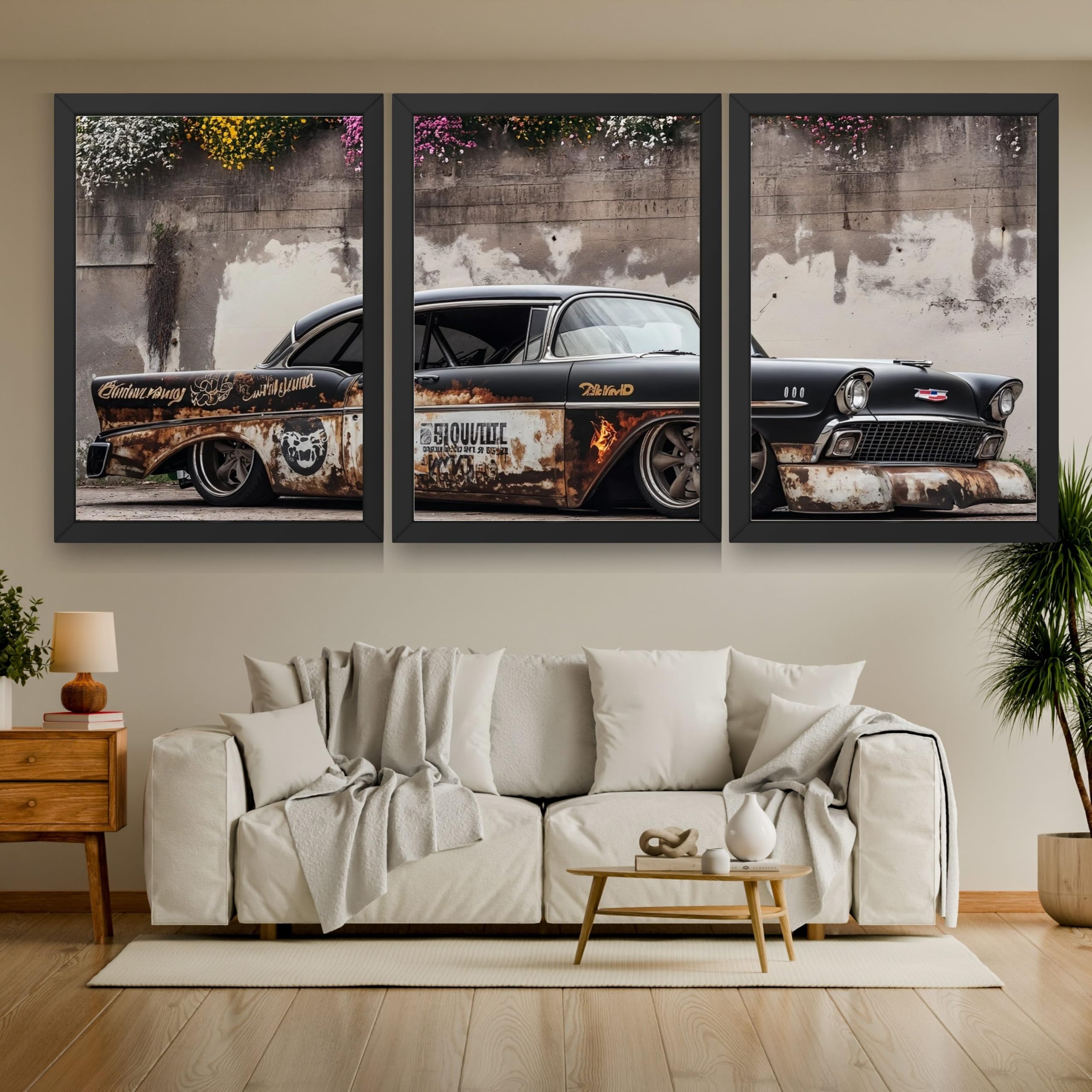 VENUXE ARTS Set Of 3 Big Sports Cars Framed Posters Gift Items for Boys Room Wall Decoration Bedroom Living Room Office Studio Décor | Car Poster Frame for Wall Décor