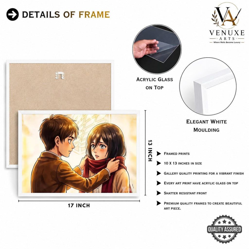 VENUXE ARTS Set Of 3 Anime Characters Wall Framed |Anime Characters Framed Poster for Living Room Bedroom Gaming Room Studio Wall Decor