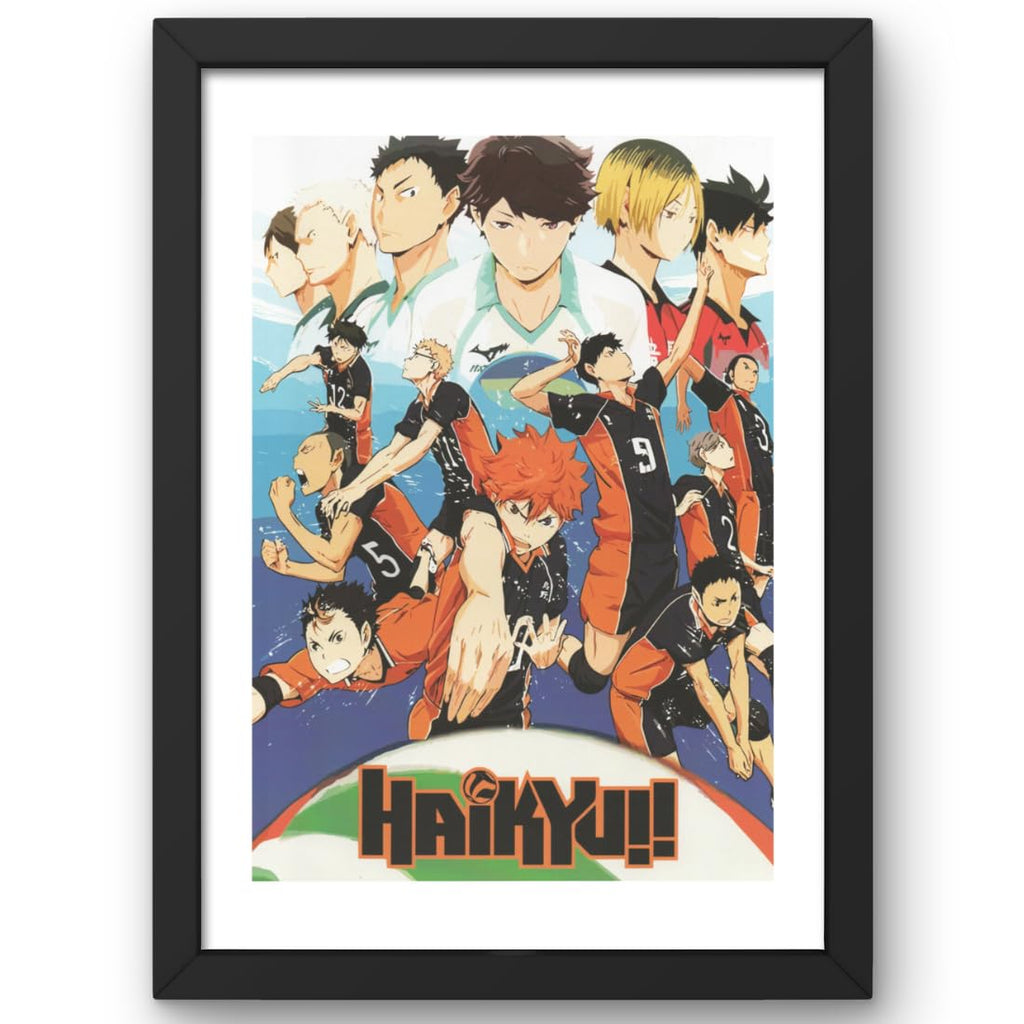 CRAFT QUEST Haikyuu Anime Poster Laminated Posters Framed Painting For Anime Naruto Fans Wall Decor, Home Decor with Matte Black Frame (14 Inches x 10 Inches)