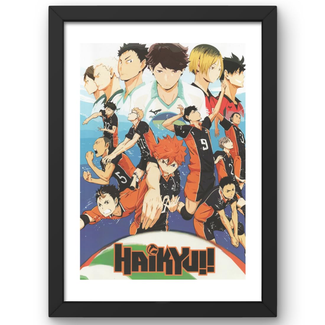 CRAFT QUEST Haikyuu Anime Poster Laminated Posters Framed Painting For Anime Naruto Fans Wall Decor, Home Decor with Matte Black Frame (14 Inches x 10 Inches)