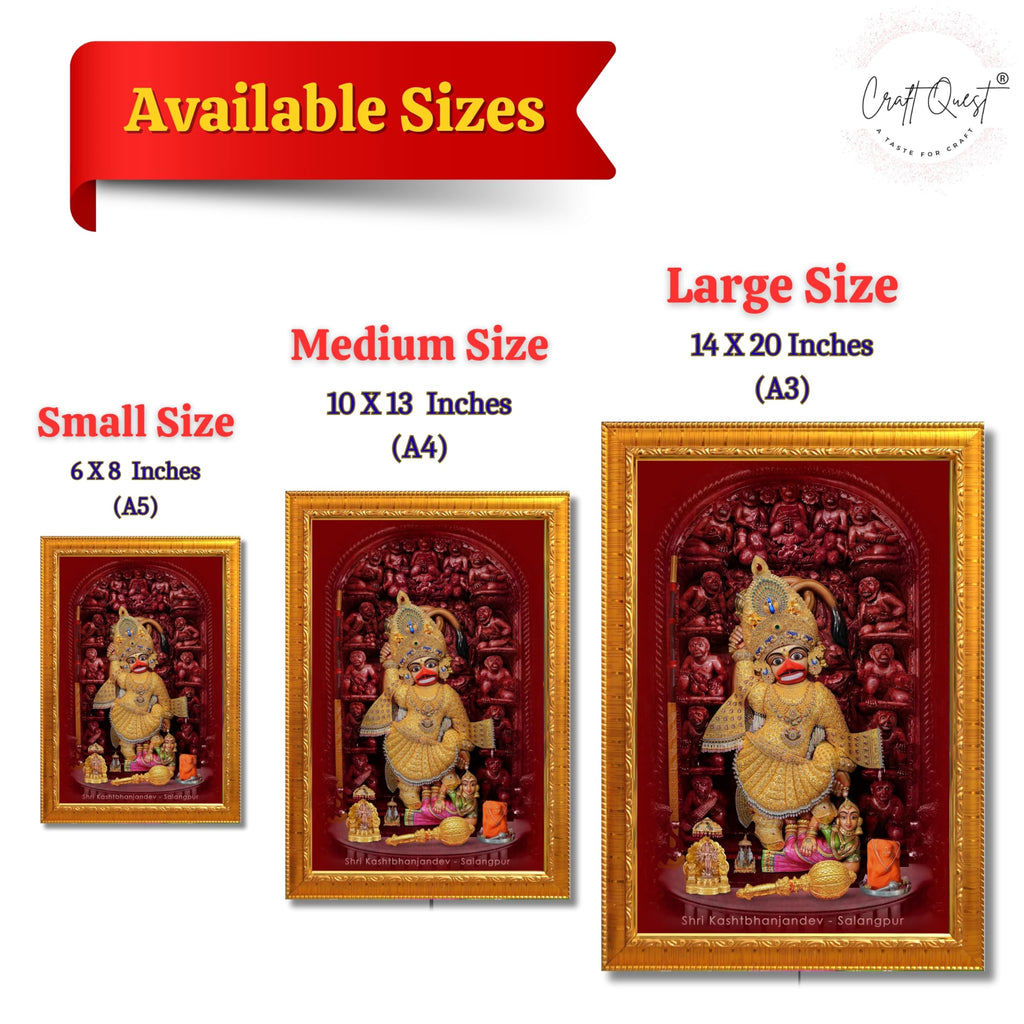 CRAFT QUEST Shree Kashtabhanjan Dev Hanumanji Salangpur Religious Photo Frame Synthetic, Wall hangings