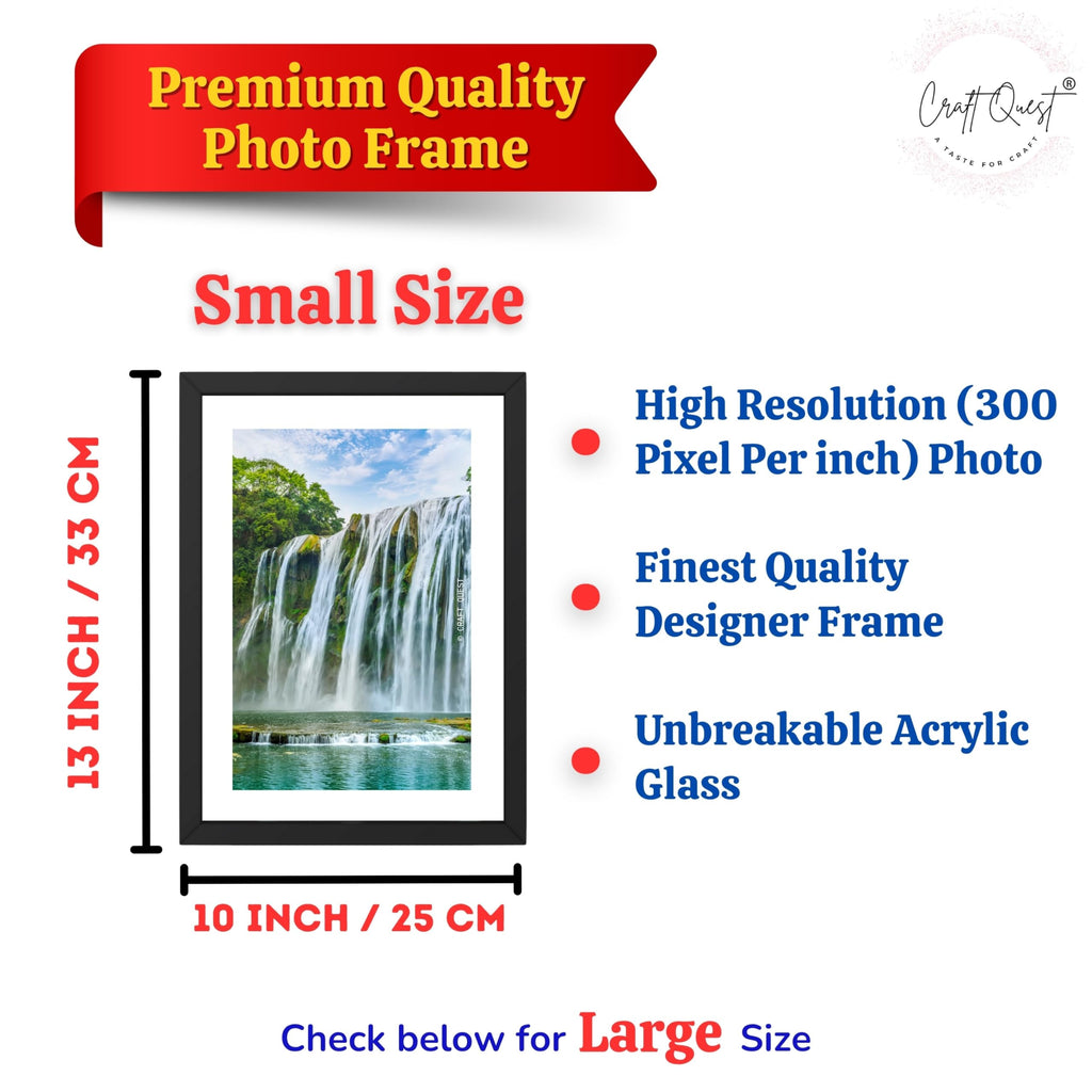 CRAFT QUEST Vastu Waterfall Landscape Scenery Photo Frame With Acrylic Sheet | Living Room, Bedroom | Home Decoration | Best Gifting Option