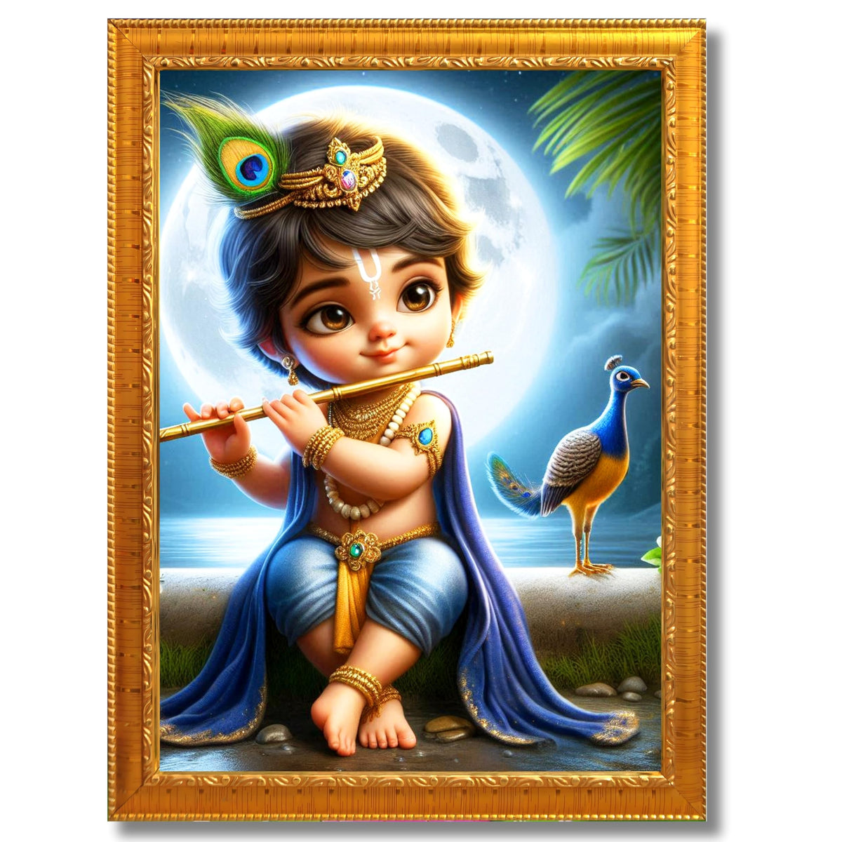 CRAFT QUEST Bal Gopal Painting | Mohan Murari Kanha Ji Poster | Walls Home Bedroom Living Room Decoration Gift.