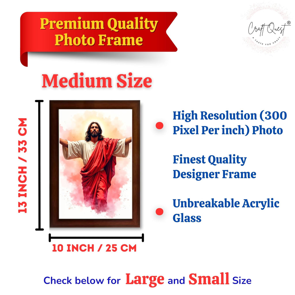 CRAFT QUEST Jesus Christ Photo with Frame, Photo Frame, Jesus Painting, Christian Wall Frames