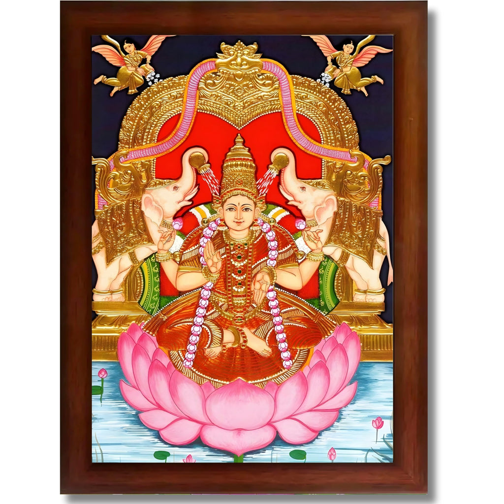 CRAFT QUEST Goddess Lakshmi Maa Vaibhav Laxmi Wall Painting Photo Framed | Acrylic Glass, Lightweight | Ideal for Home, Office, Temple & Puja Room, Wall Decor