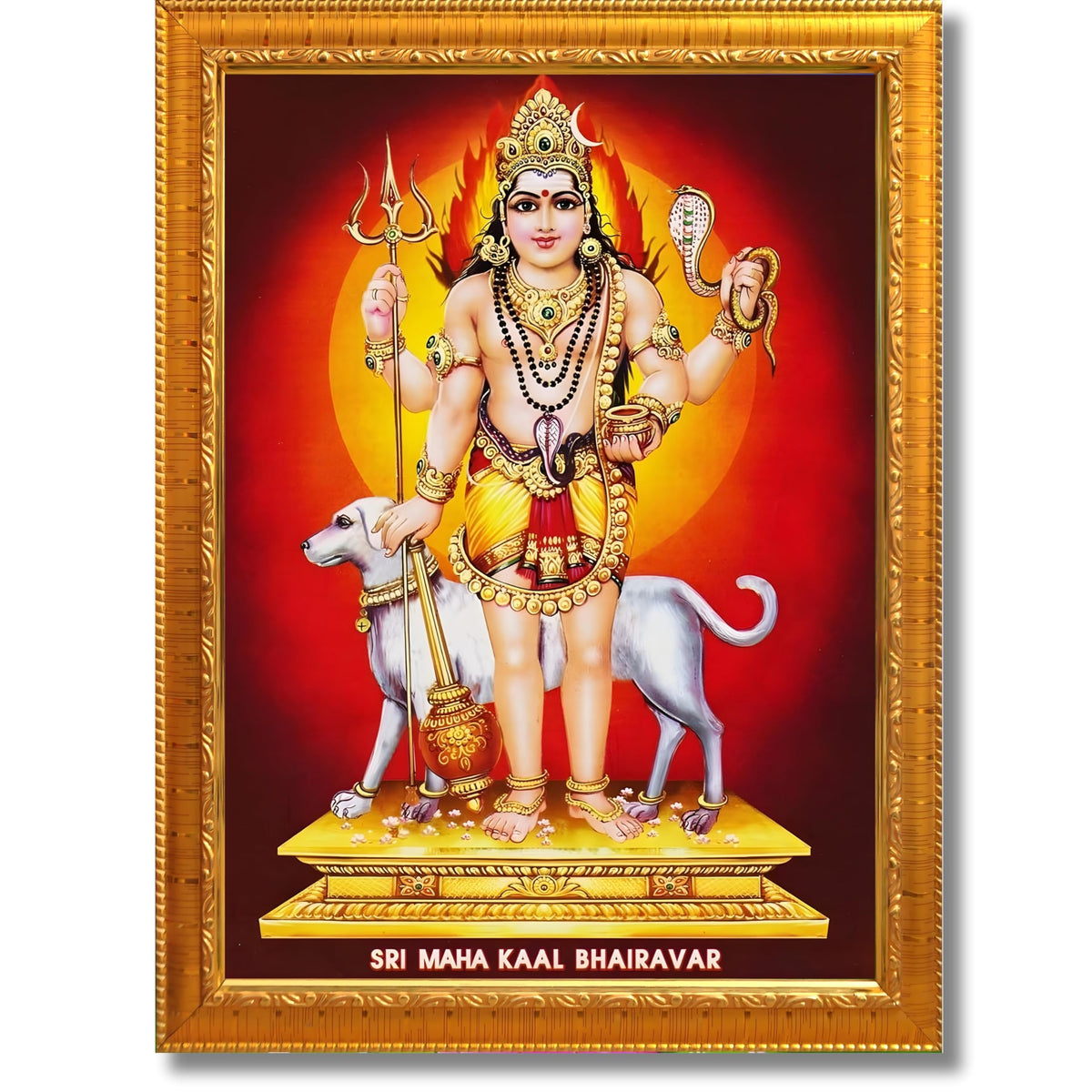 CRAFT QUEST Bhairava Kaal Bhairav Baba Bairava Photo Frame | Hindu God Spiritual Framed | Ideal for Home, Office, Temple & Puja Room, Wall Decor