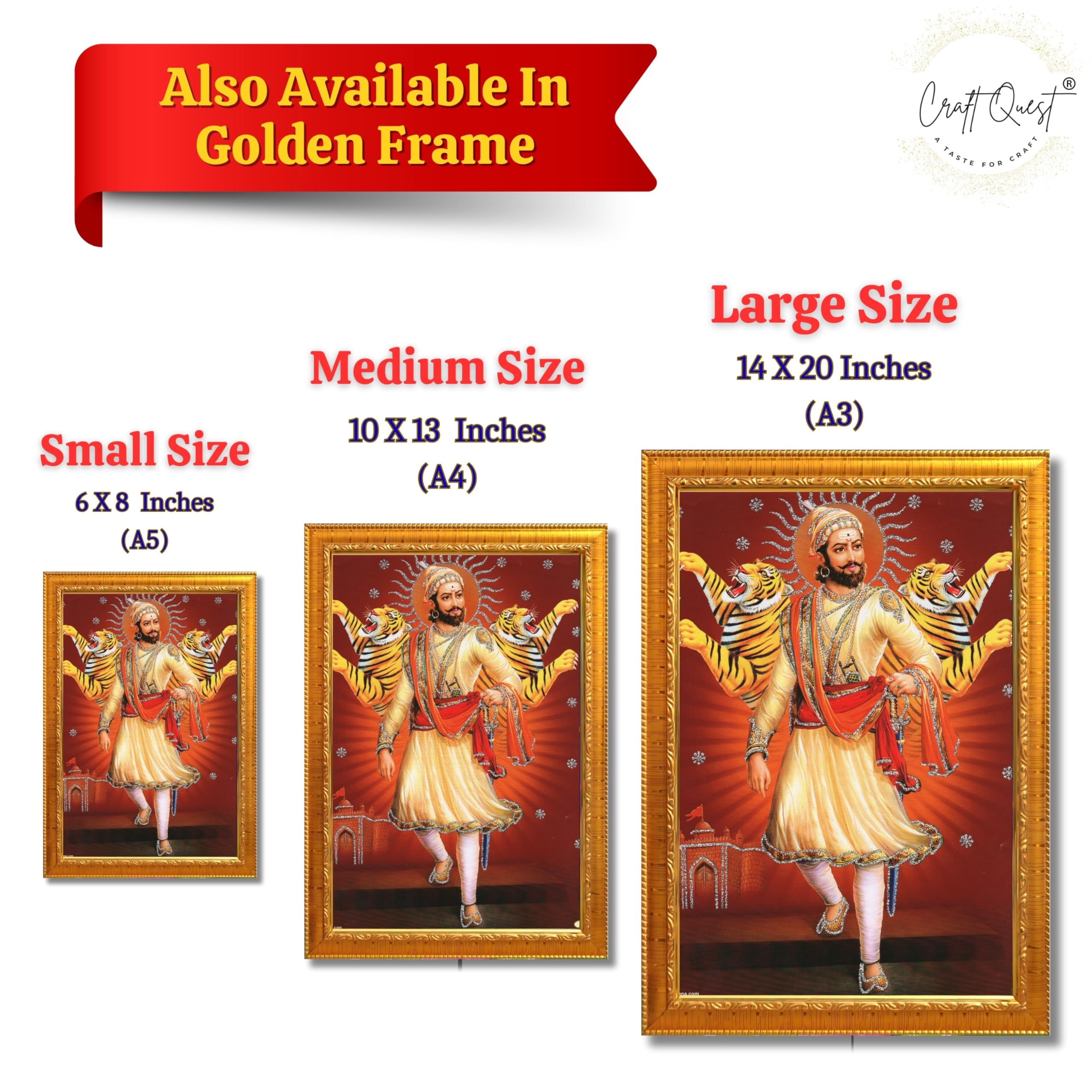 CRAFT QUEST Shivaji Chhatrapati Maharaj Photo Frame | For Living, Pooja Room | Wall Decoration Item | Best Gifting Option