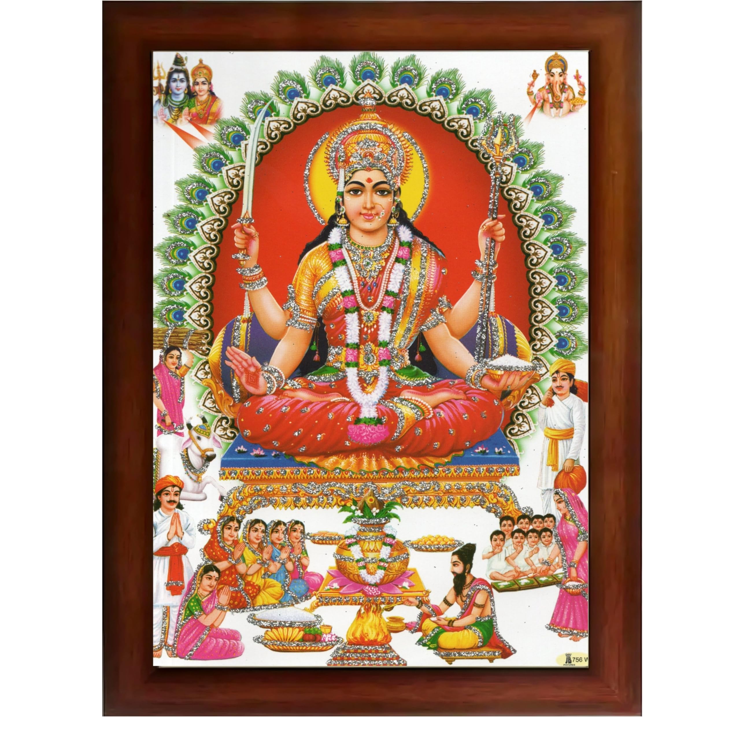 CRAFT QUEST Santoshi Mata Color Photo Frame for Home Temple and Devotional Decor