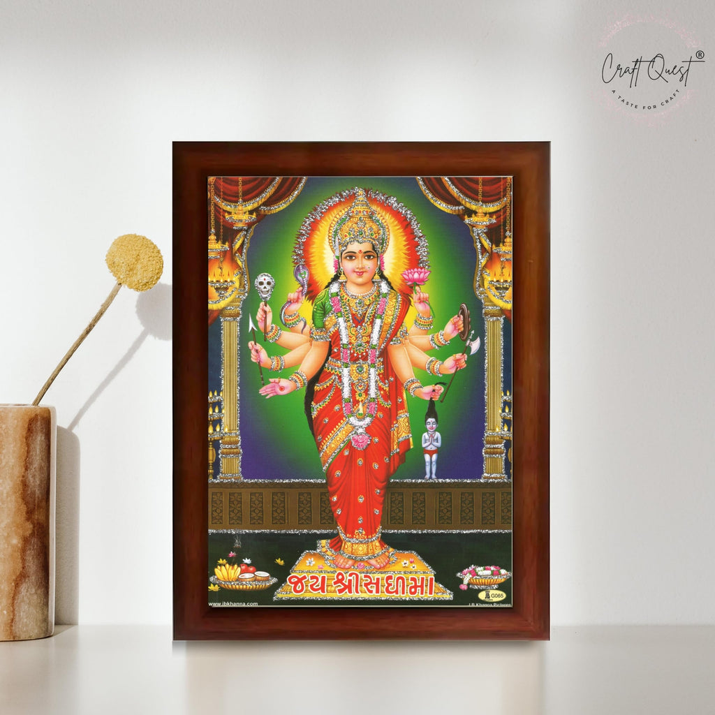 CRAFT QUEST Shri Sadhi Maa Photo frame | Acrylic, Lightweight | Hindu God Spiritual Framed | Ideal for Home, Office, Temple & Puja Room, Wall Decor