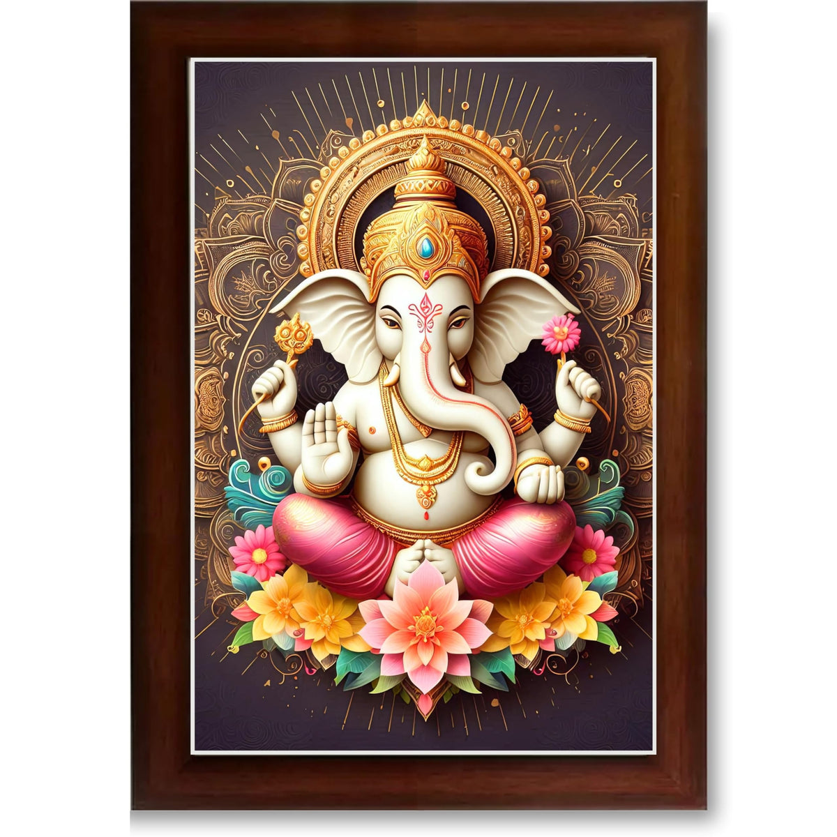 CRAFT QUEST Lord Ganpati Ganesh ji God Frame for Pooja Room Home & Wall Decor GA-255