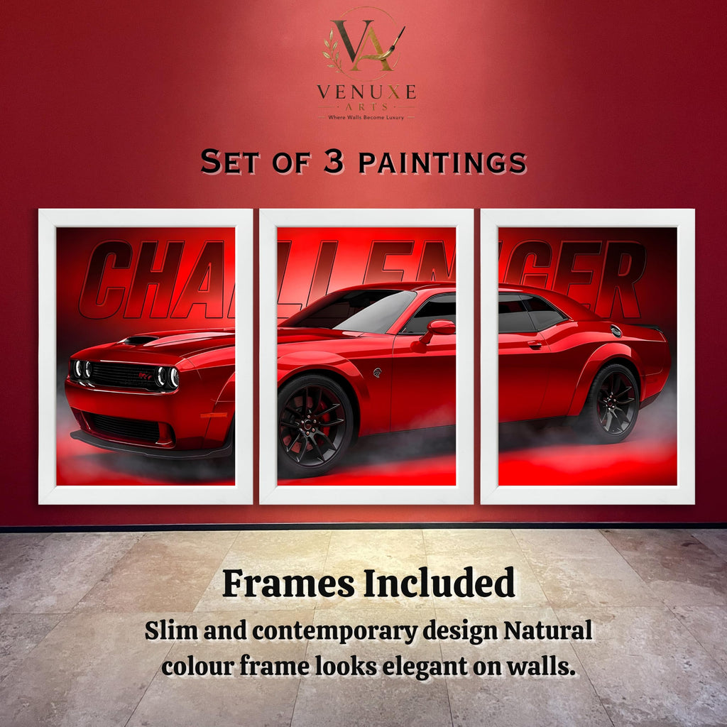 VENUXE ARTS Set Of 3 Big Sports Cars Framed Posters Gift Items for Boys Room Wall Decoration Bedroom, Living Room, Office, Studio Décor | Car Poster Frame for Wall Décor