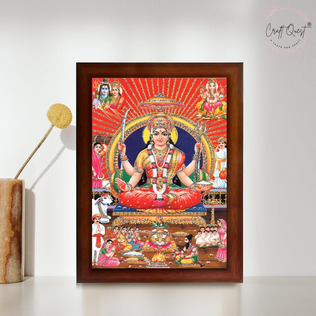 CRAFT QUEST Santoshi MataJi Color Photo Frame for Home Temple Pooja and Devotional Gift Item