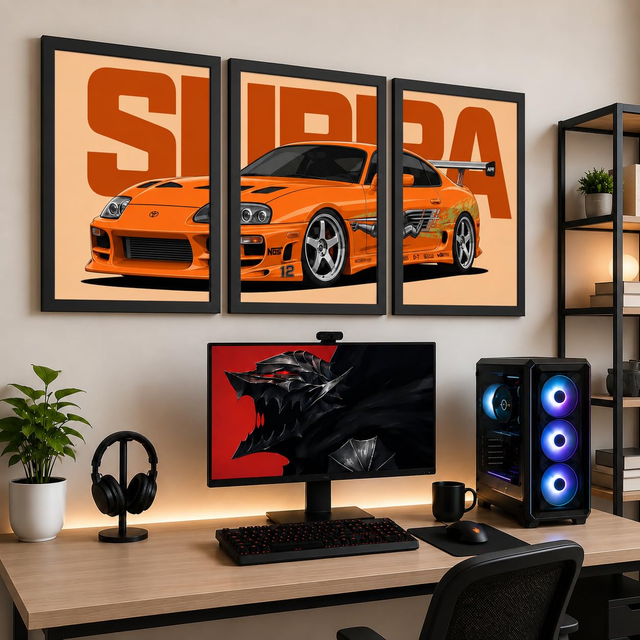 VENUXE ARTS Set Of 3 Big Sports Cars Framed Posters Gift Items for Boys Room Wall Decoration Bedroom Living Room Office Studio Décor | Car Poster Frame for Wall Décor