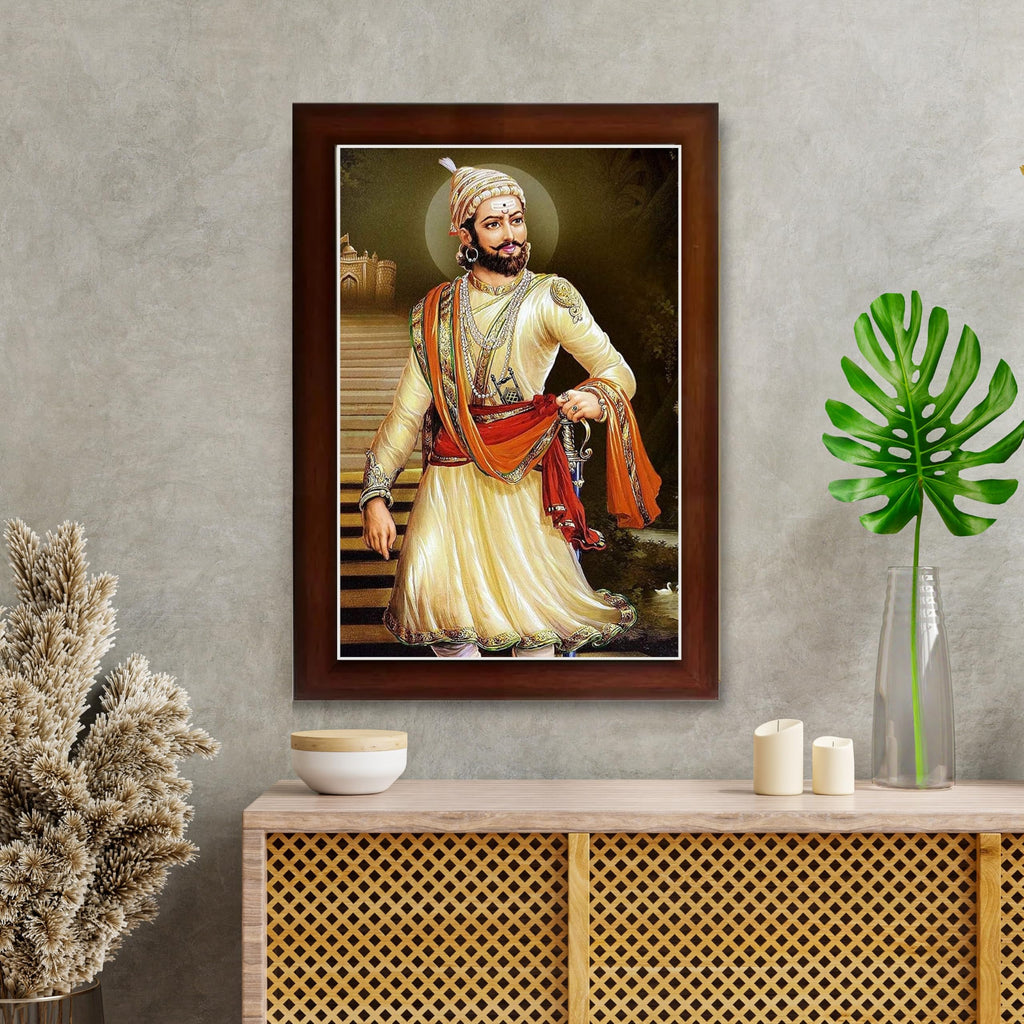 CRAFT QUEST Chattrapati Shivaji Maharaj Wall Photo Frame With Acrylic Sheet | For Living, Pooja Room | Home Decoration Item | Best Gifting Option