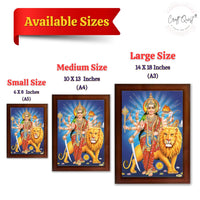 CRAFT QUEST Durga Maa MataJi Goddess Navdurga Wall Painting Framed Home and Pooja Décor