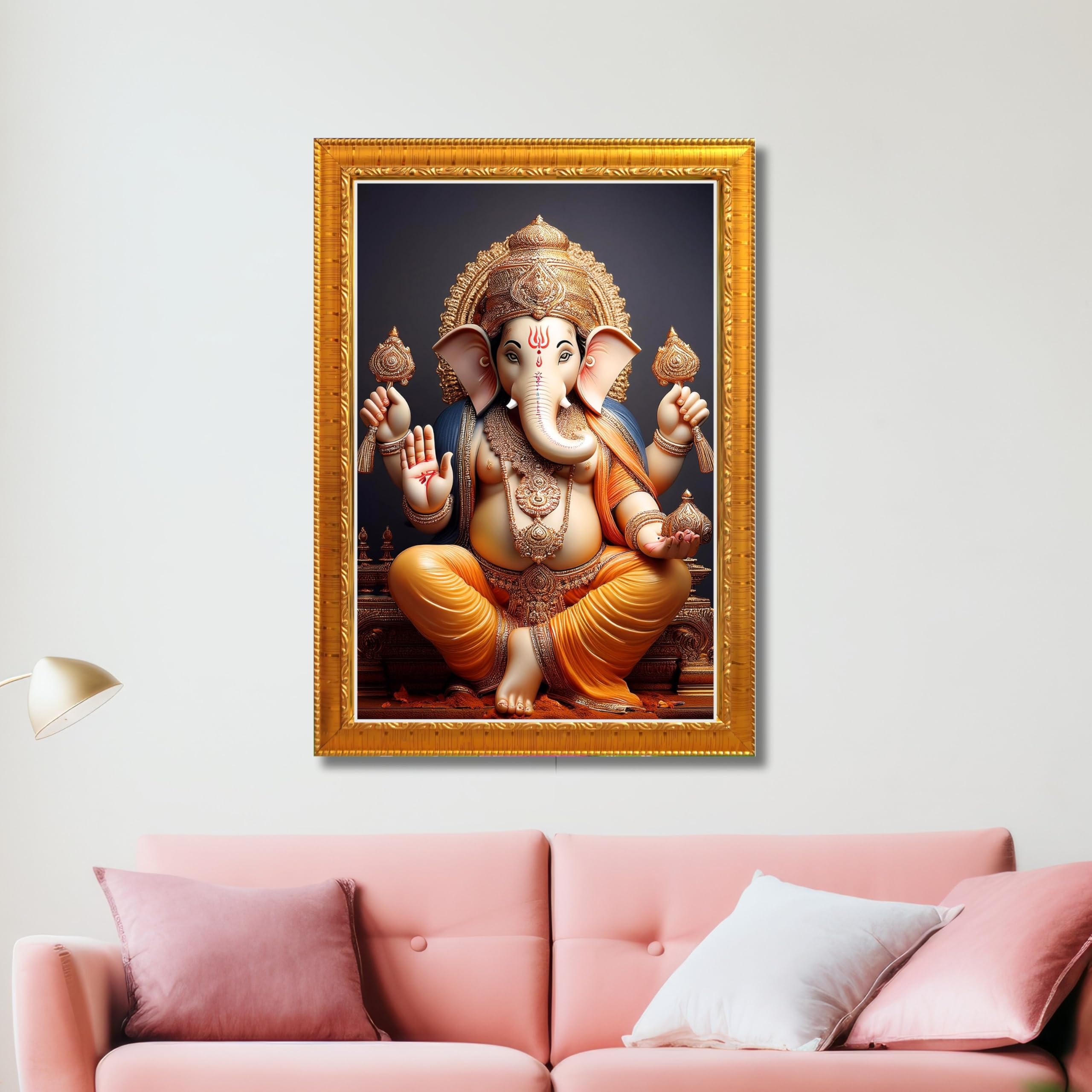 CRAFT QUEST Lord Ganesha Ganpati Ganapathi Hanging Wall Painting Framed For Home Décor