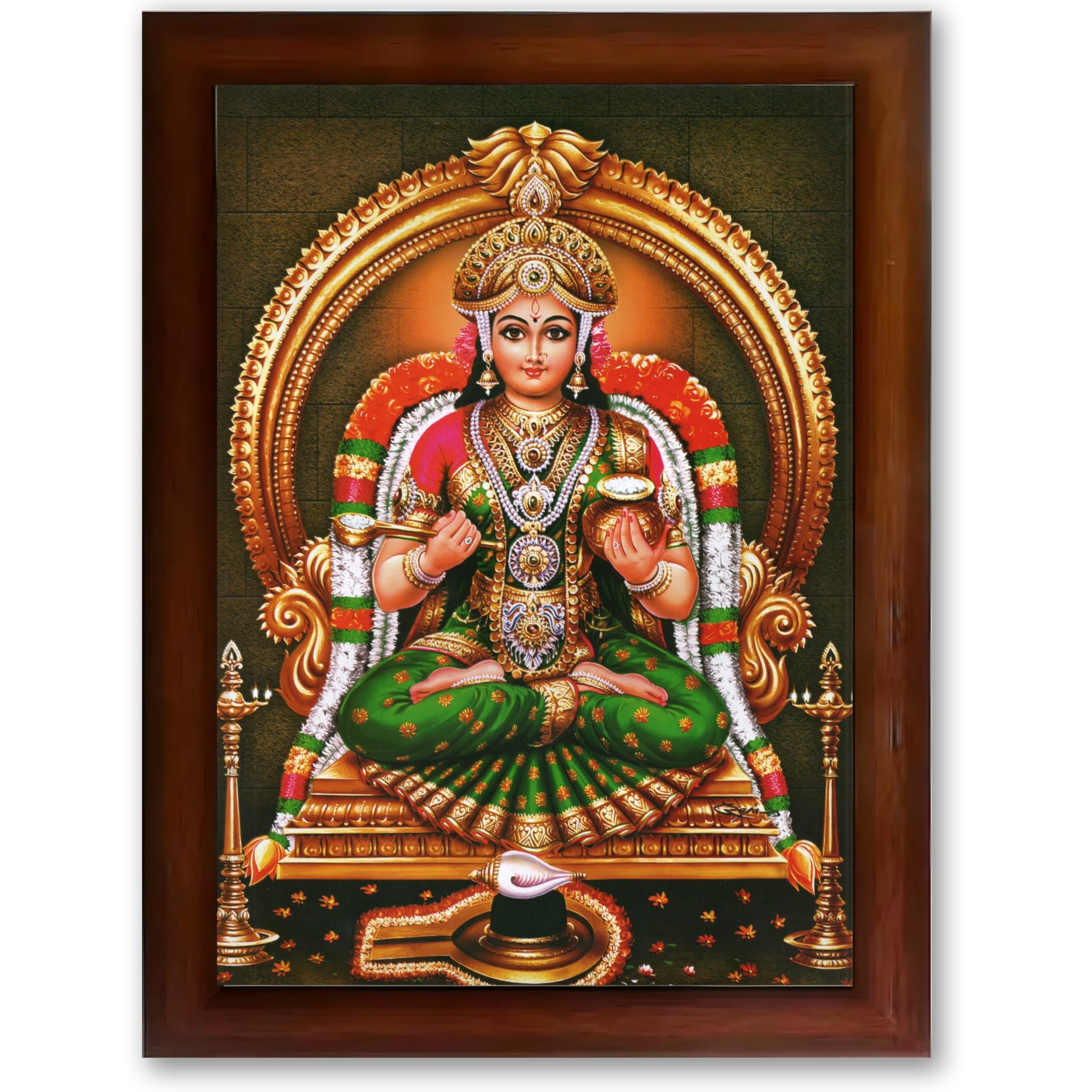 CRAFT QUEST Shiva & Maa Annapurna devi sitting on throne photo frame with Acrylic Glass for Kitchen, Food & Prosperity Blessing Hindu