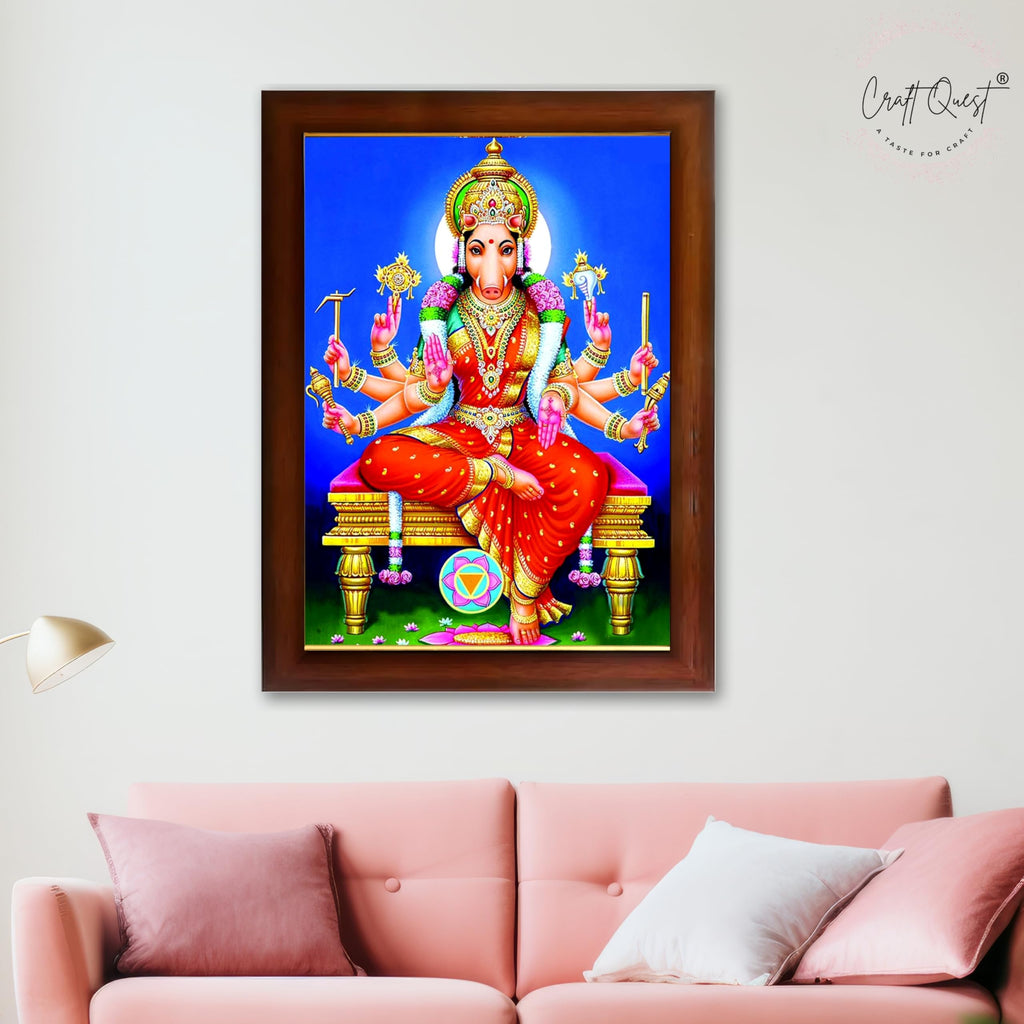 CRAFT QUEST Varahi Amman Devi Religious Photo Frame With Acrylic Glass, Religious Framed Painting