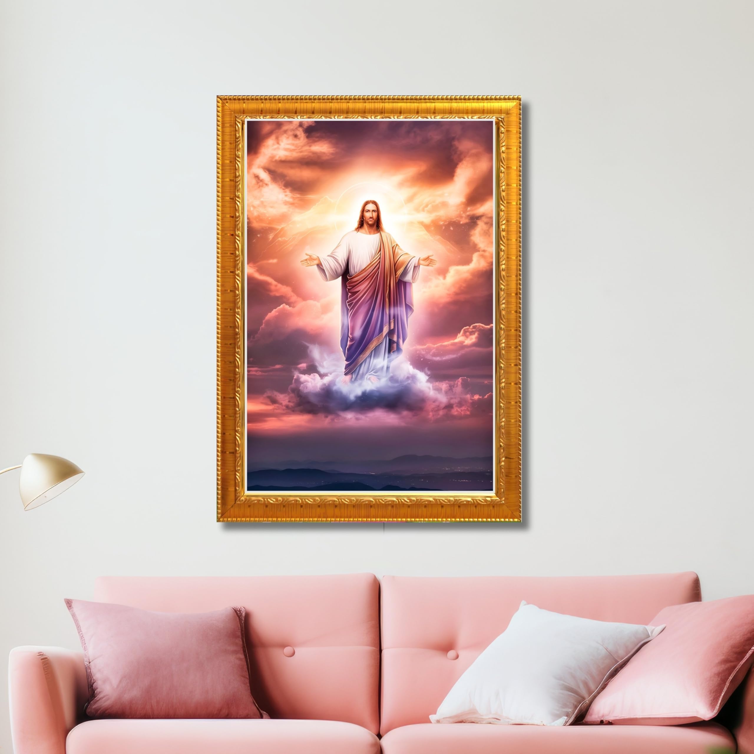 CRAFT QUEST Lord Jesus Christ Blessing Wall Artwork Wood Photo Frame Wall Hanging Décor and Gift Item