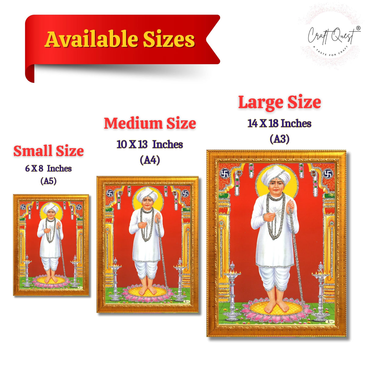 CRAFT QUEST Shri Jalaram Bapa Ji Guru Wall Painting Framed Home Décor wooden frame