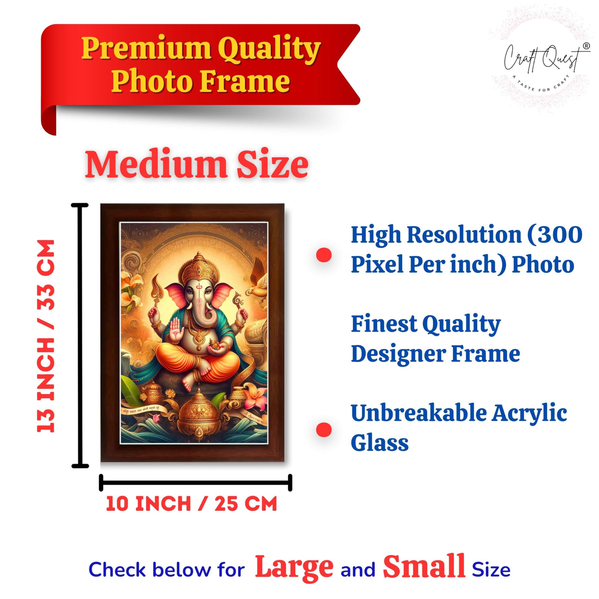 CRAFT QUEST Lord Ganesha Ganesh Ganpati Ganapathi Hanging Wall Painting Framed Home Decor