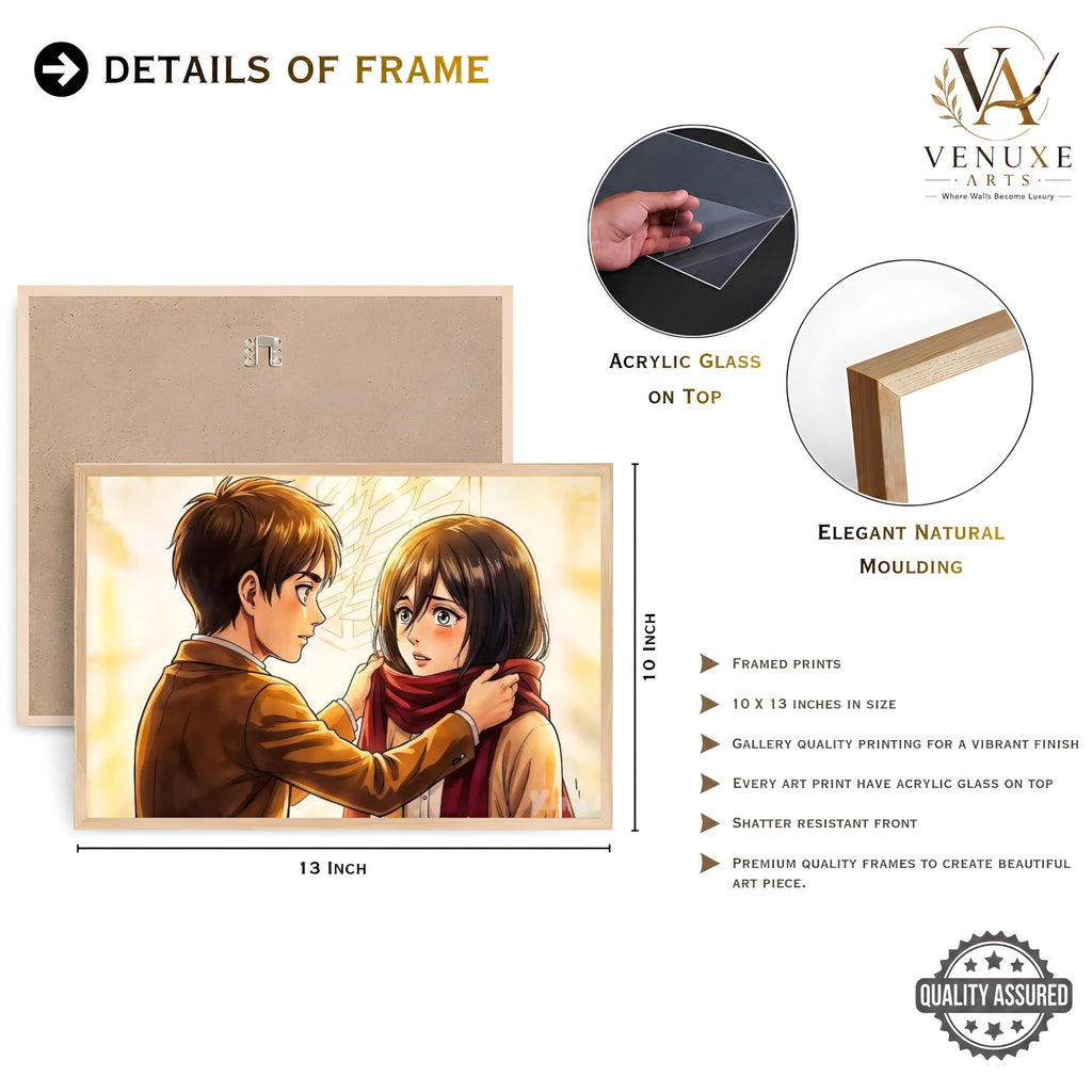 VENUXE ARTS Set Of 3 Anime Characters Wall Framed |Anime Characters Framed Poster for Living Room Bedroom Gaming Room Studio Wall Decor