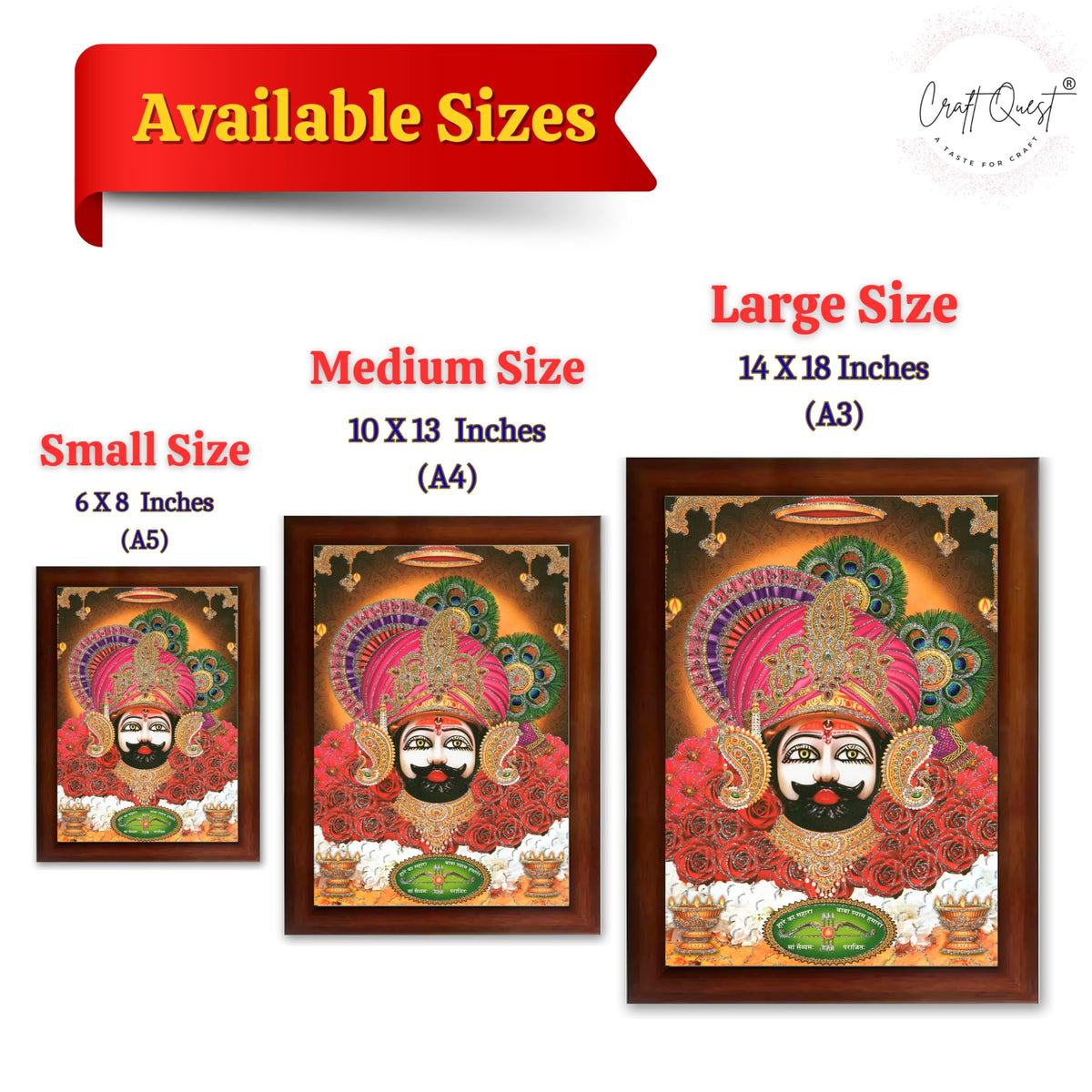 CRAFT QUEST Khatu Shyam Ji | Shyam Baba | Hare Ka Saharaa Khatu Shyam Hamara Photo Frame Wall Painting For Home Decoration And Gifting