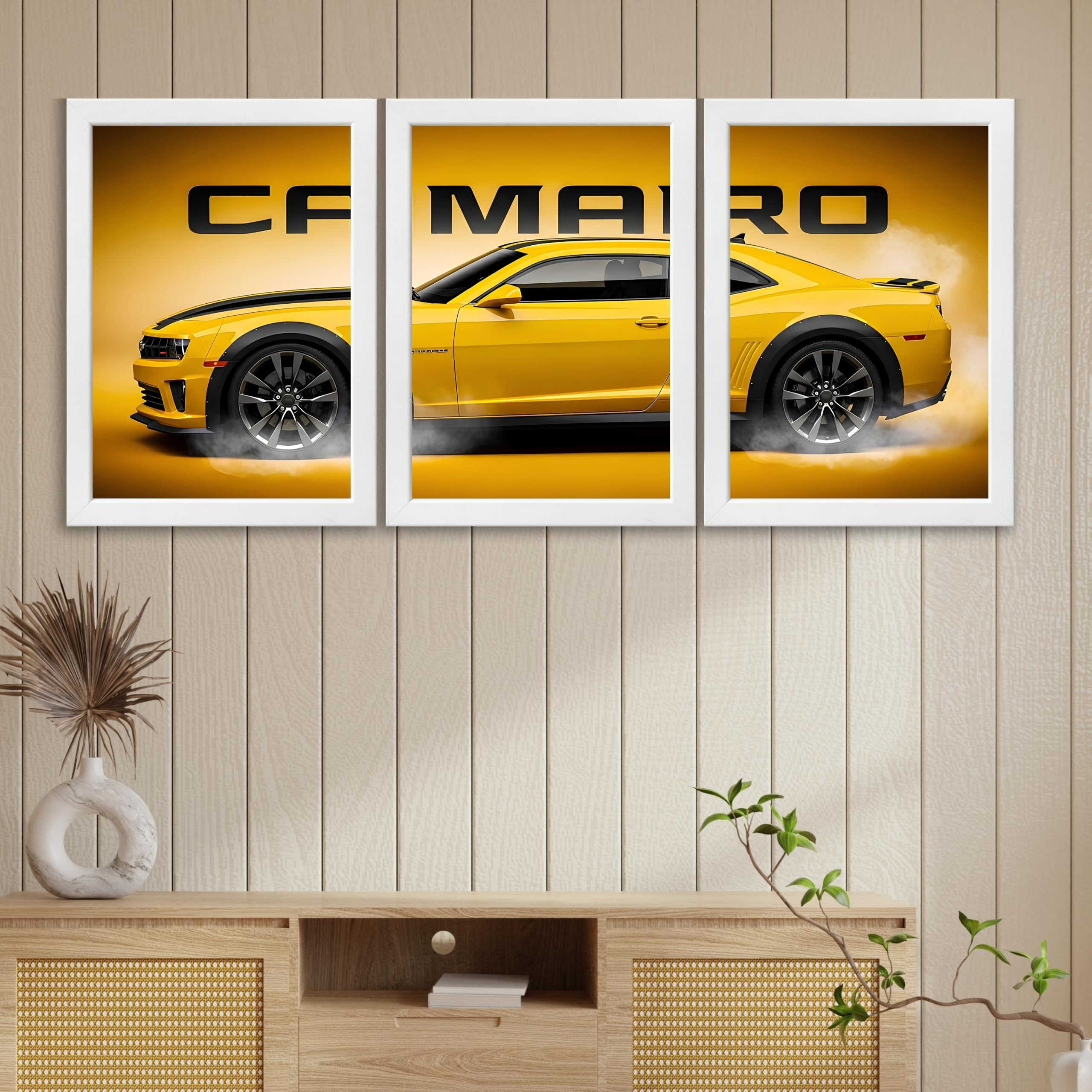 VENUXE ARTS Set Of 3 Big Sports Cars Framed Posters Gift Items for Boys Room Wall Decoration Bedroom, Living Room, Office, Studio Décor | Car Poster Frame for Wall Décor