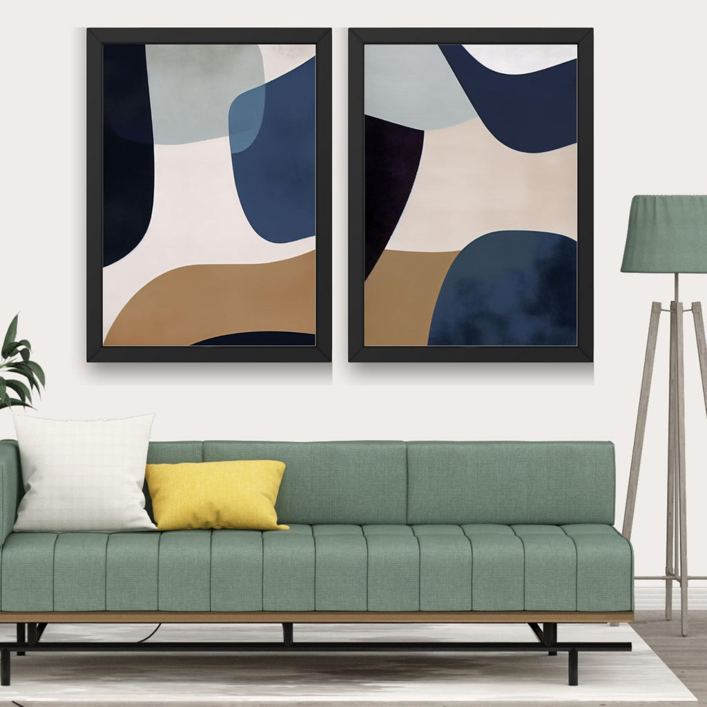 CRAFT QUEST Wall Art Decor Paintings | Set of 2 Abstract Wall Art Frames for Home Decoration | Perfect for Living Room, Bedroom & Office