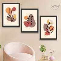 CRAFT QUEST Wall Art Decor Paintings | Set of 3 BOHO Wall Art Frames for Home Decoratio | Ideal for Living Room, Office & Bedrooms