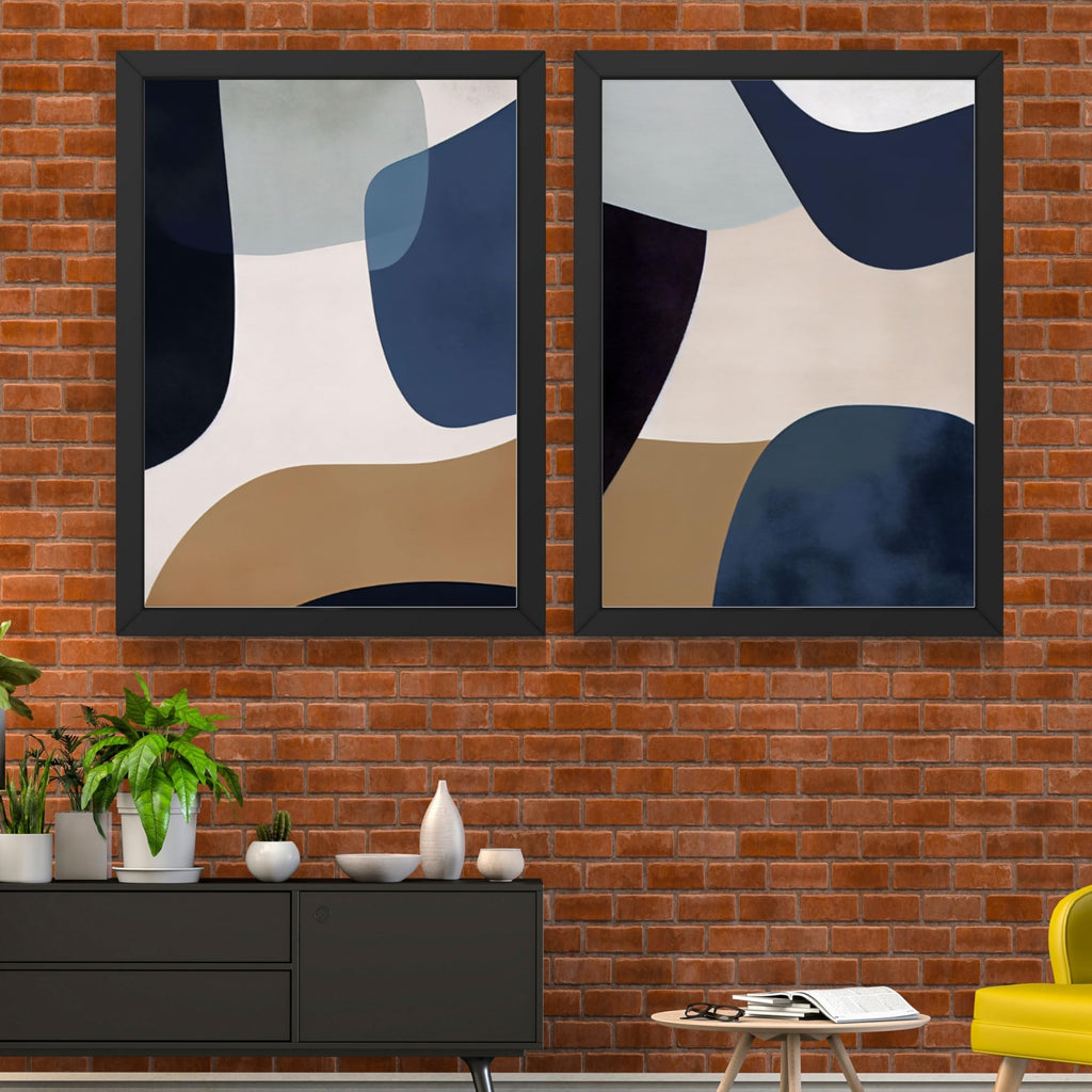 CRAFT QUEST Wall Art Decor Paintings | Set of 2 Abstract Wall Art Frames for Home Decoration | Perfect for Living Room, Bedroom & Office