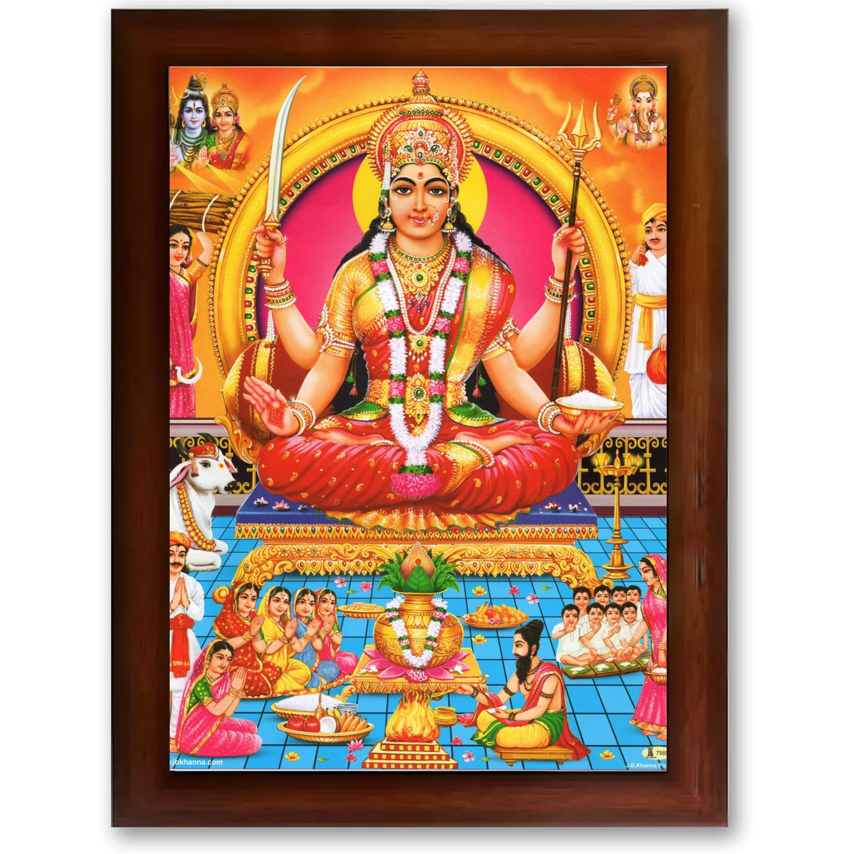 CRAFT QUEST Santoshi MataJi Color Photo Frame for Home Temple and Devotional Décor Item