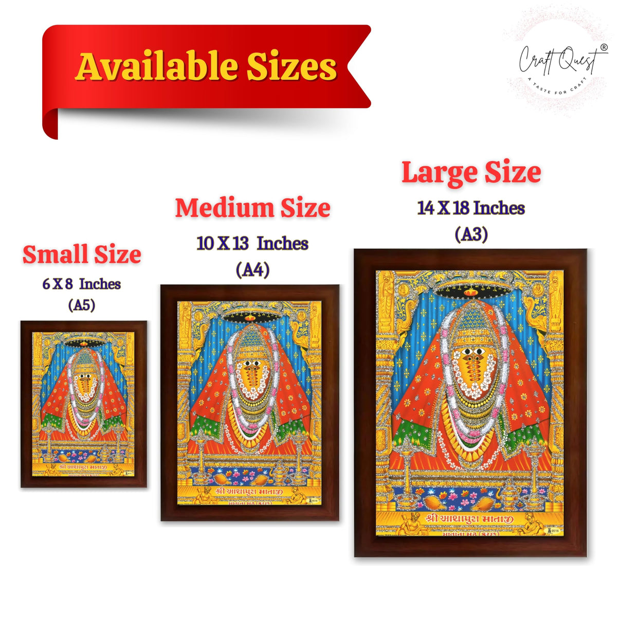 CRAFT QUEST Ashapura Maa Mata Ji Shri Nadol Mataji Wall Painting For Home Decor wooden framed